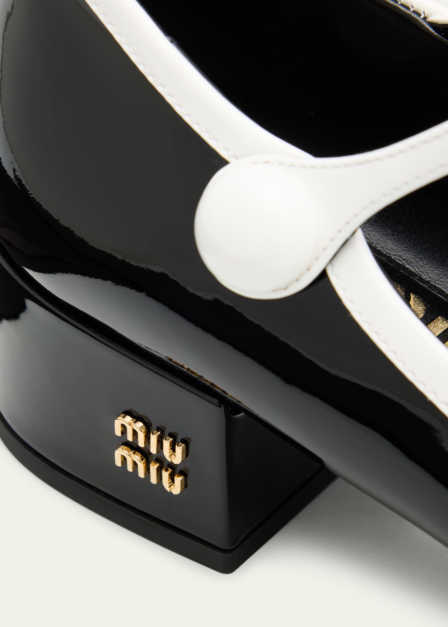 Miu Miu Bicolor Patent Leather Block-Heel Mary Jane Pumps