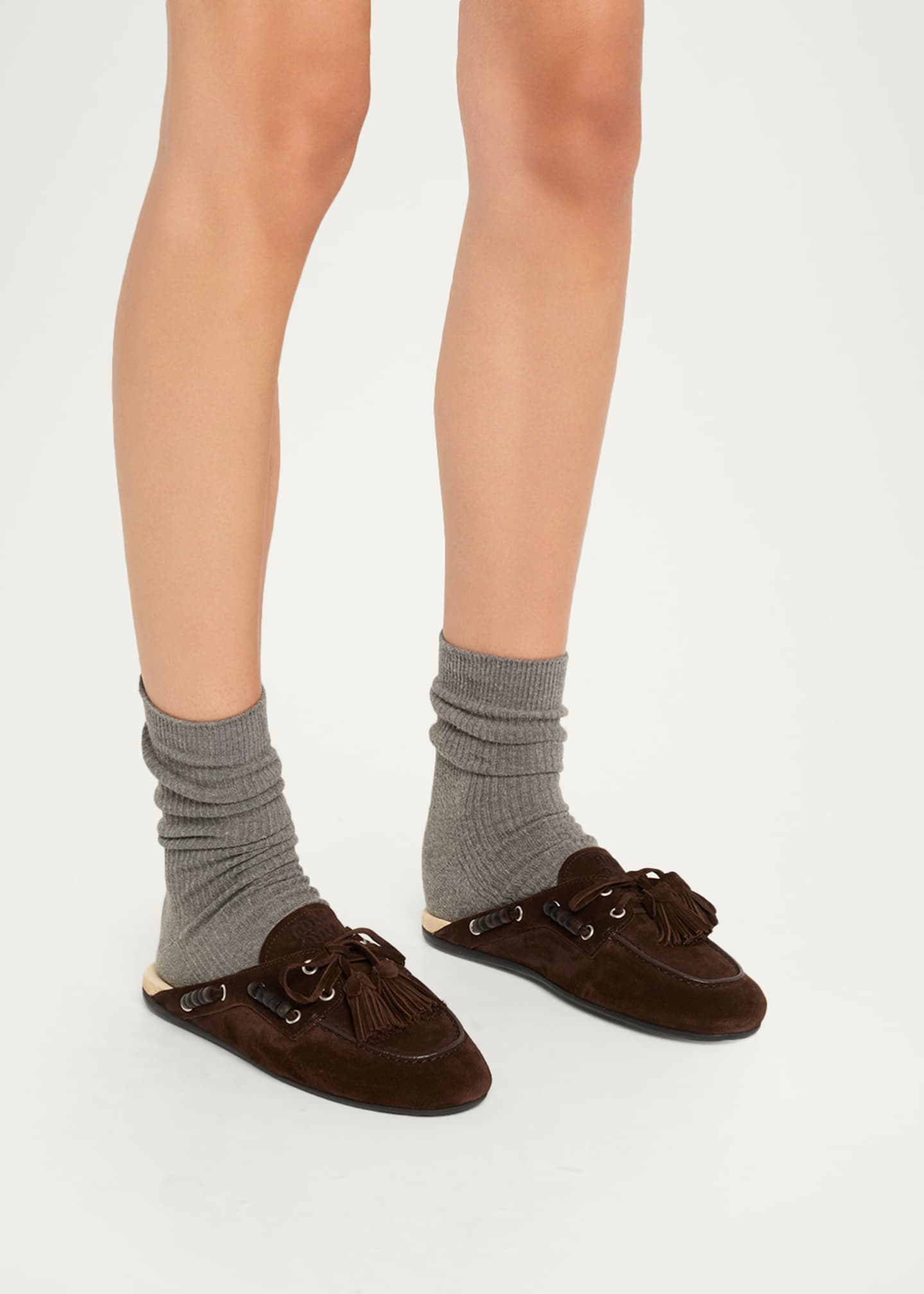 Miu Miu Suede Tassel Mocassin Mules - Bergdorf Goodman