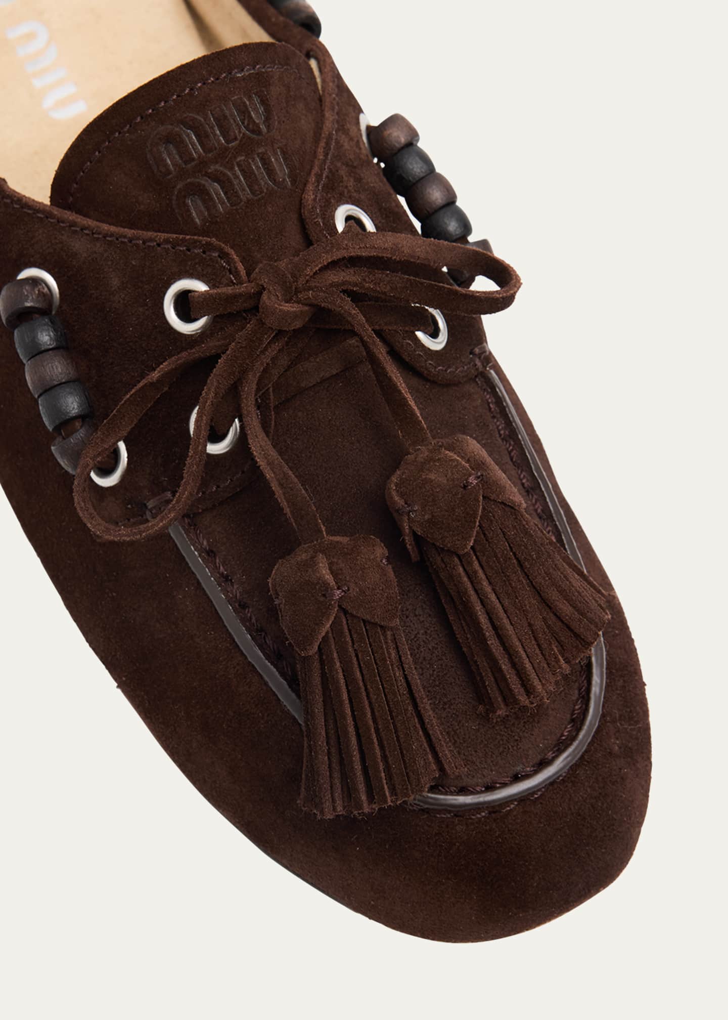 Miu Miu Suede Tassel Mocassin Mules - Bergdorf Goodman