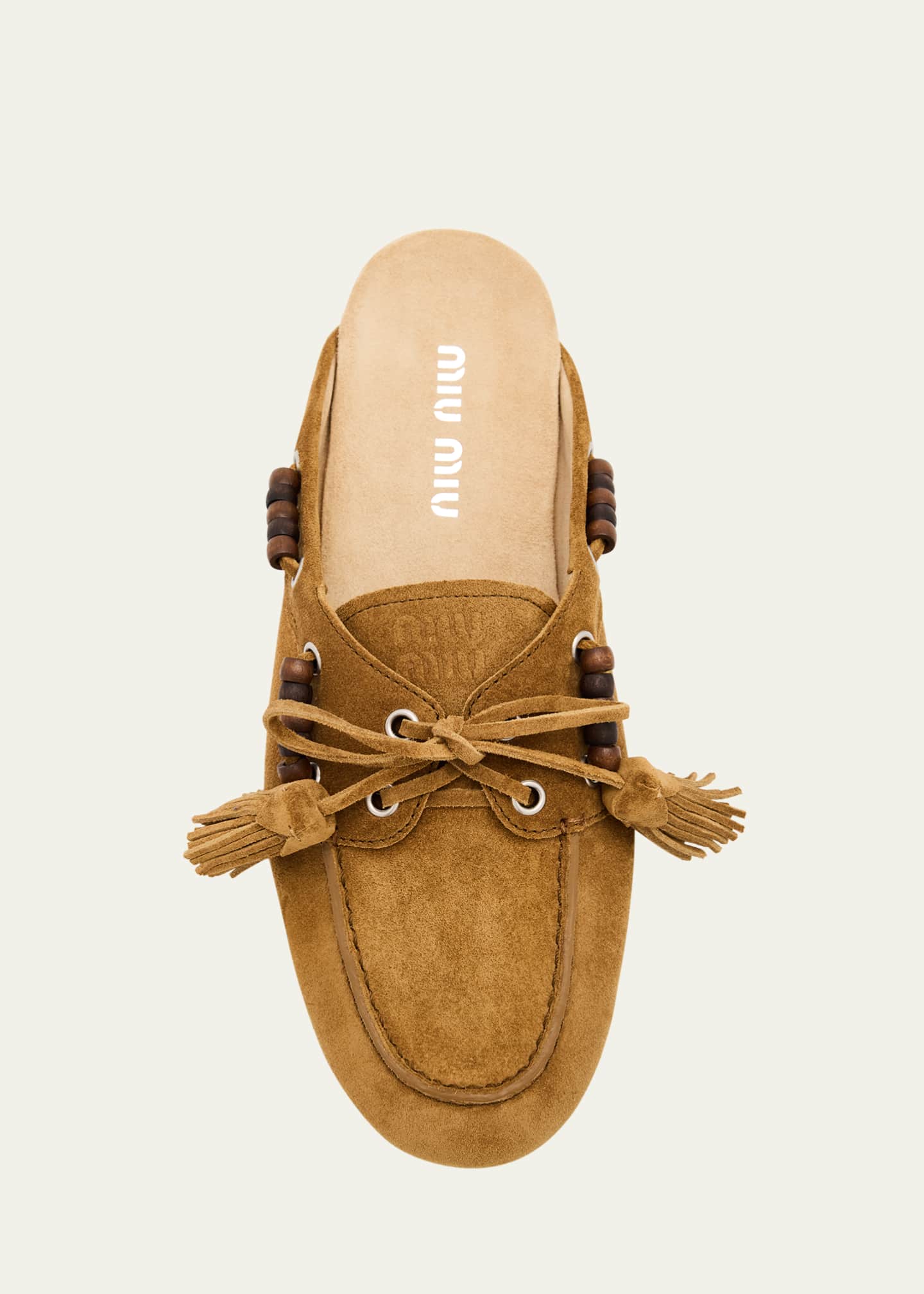 Miu Miu Suede Tassel Mocassin Mules Image 6 of 6