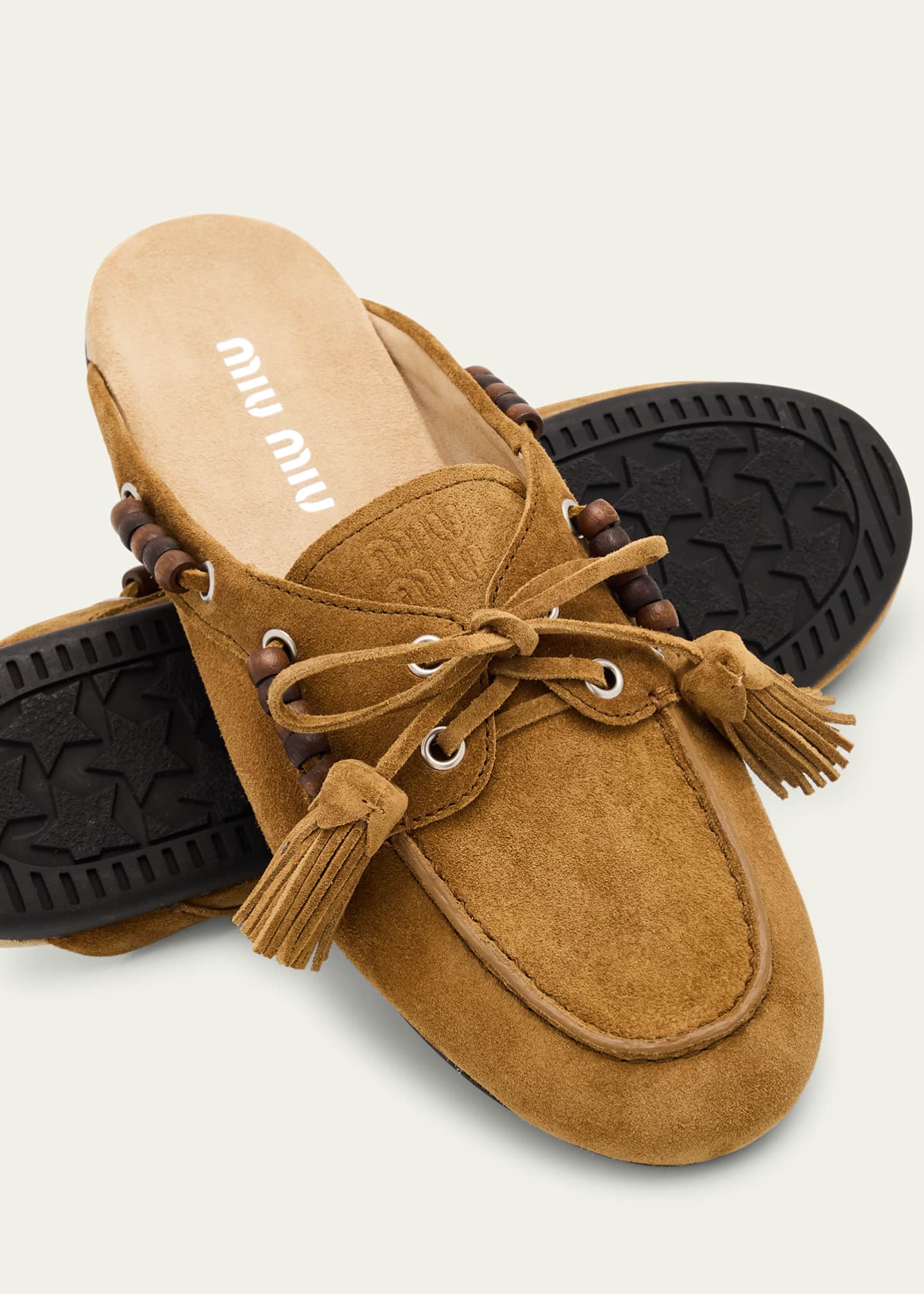 Miu Miu Suede Tassel Mocassin Mules Image 5 of 6