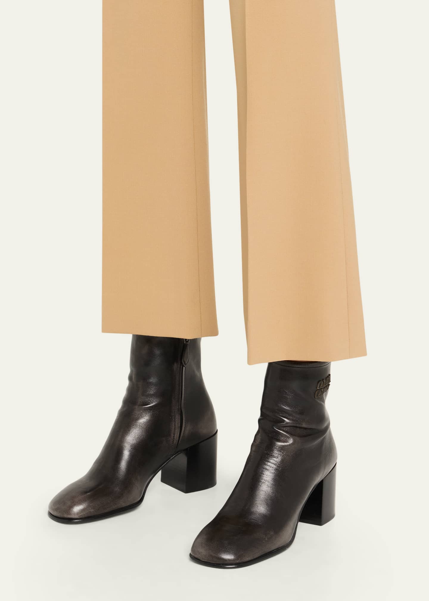 Miu Miu Vintage Leather Block-Heel Booties - Bergdorf Goodman