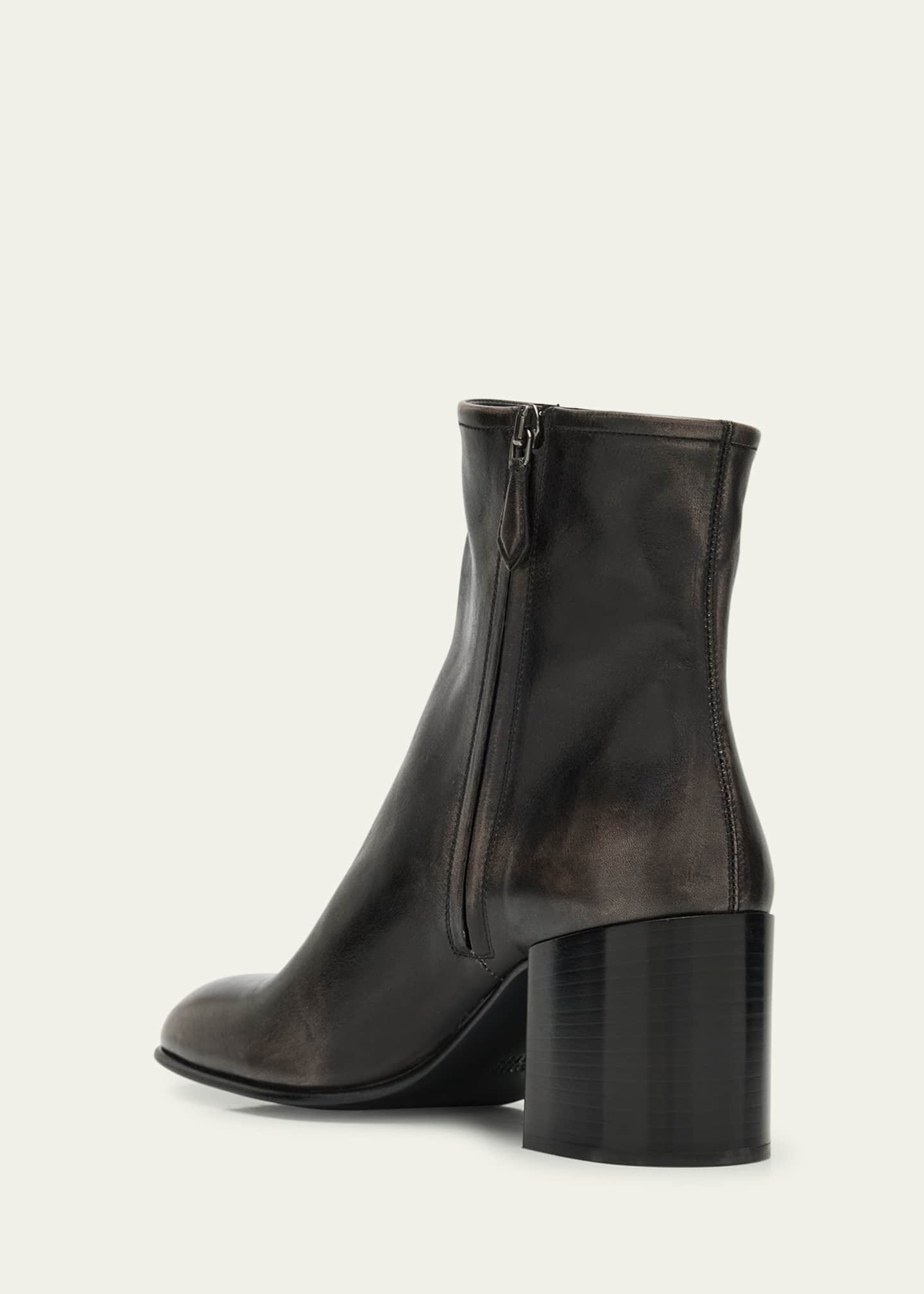 Miu Miu Vintage Leather Block-Heel Booties - Bergdorf Goodman