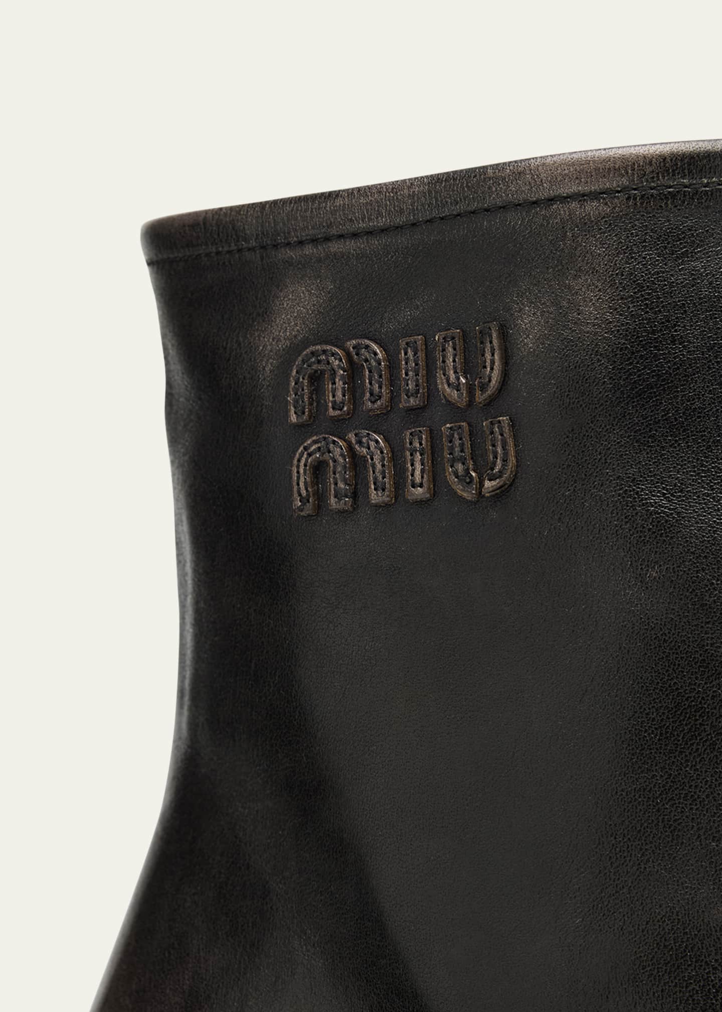 Miu Miu Vintage Leather Block-Heel Booties - Bergdorf Goodman