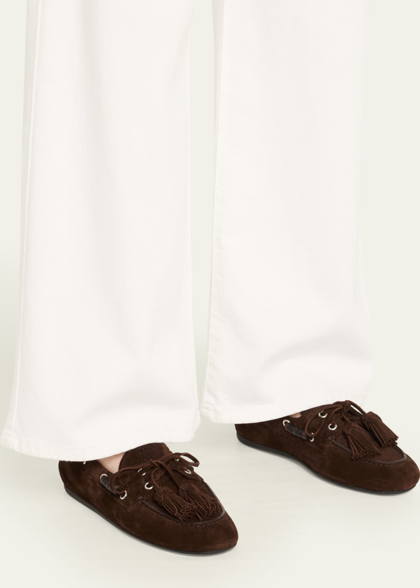 Miu Miu Suede Tassel Boat Loafers Image 2 of 6