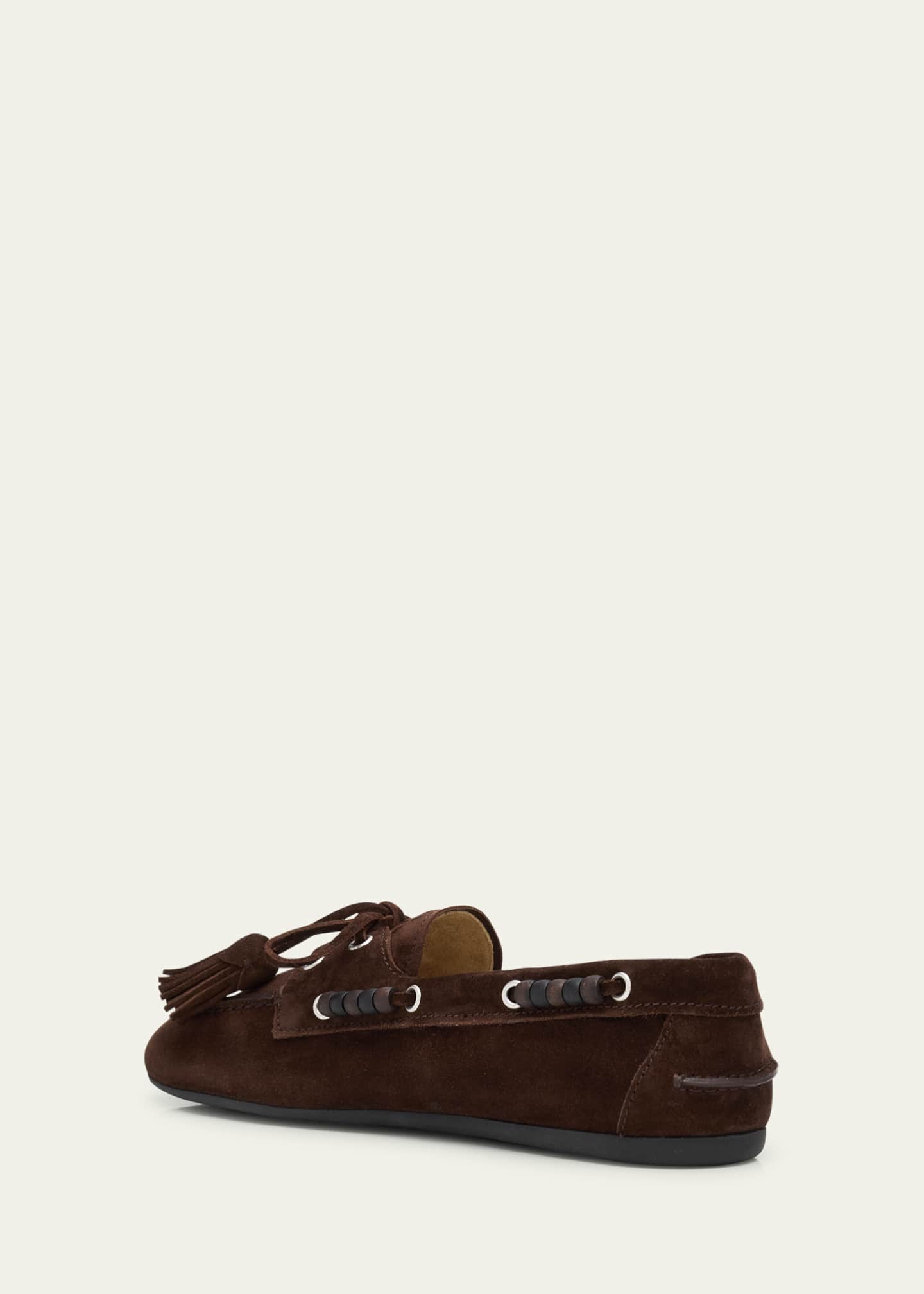Miu Miu Suede Tassel Boat Loafers Image 4 of 6