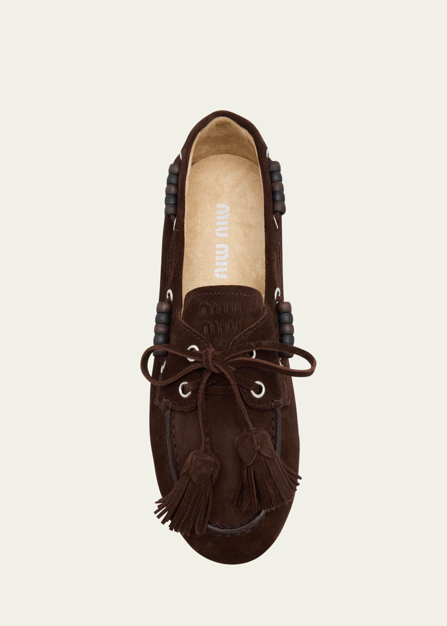Miu Miu Suede Tassel Boat Loafers Image 6 of 6