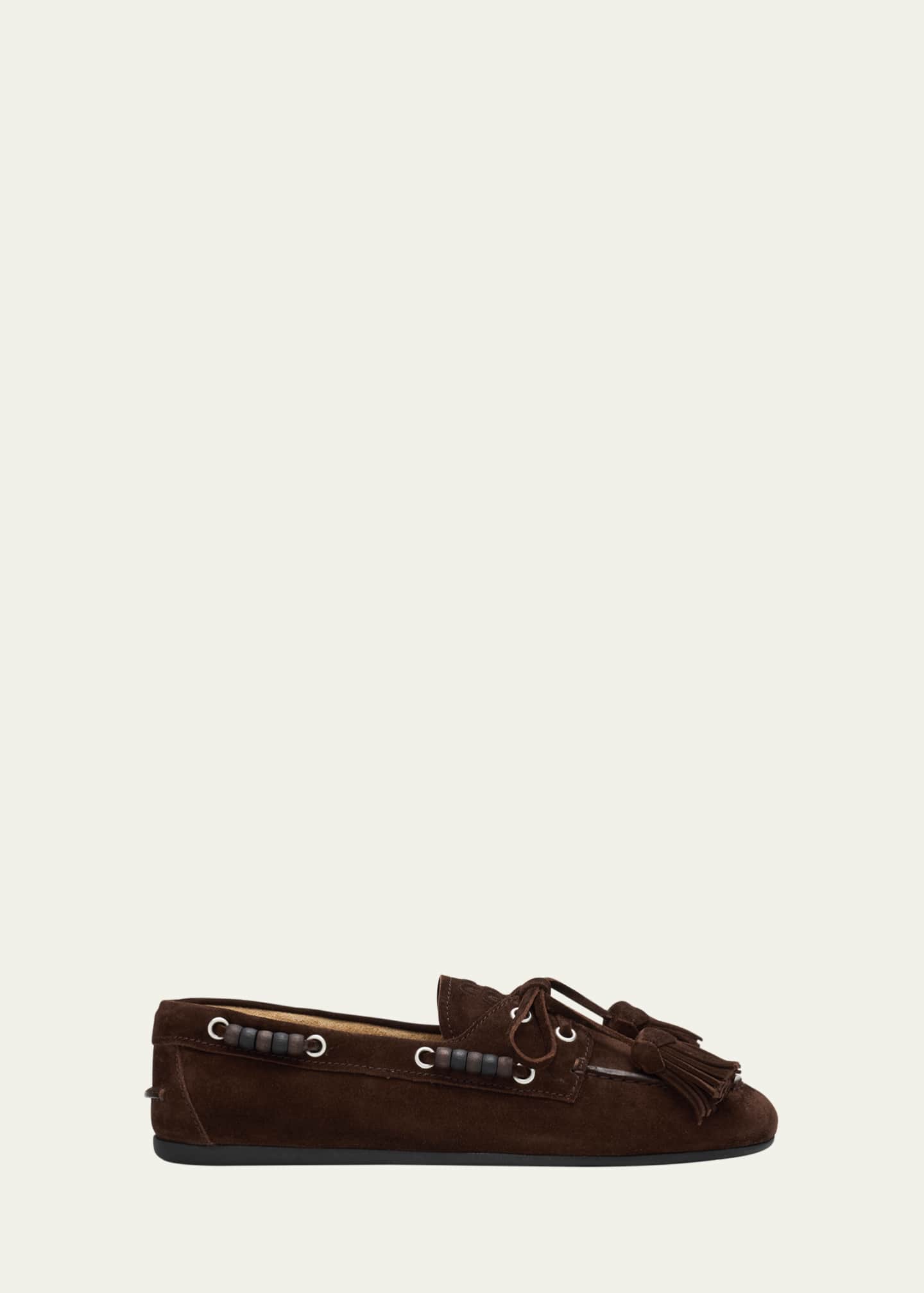 Miu Miu Suede Tassel Boat Loafers Image 1 of 6