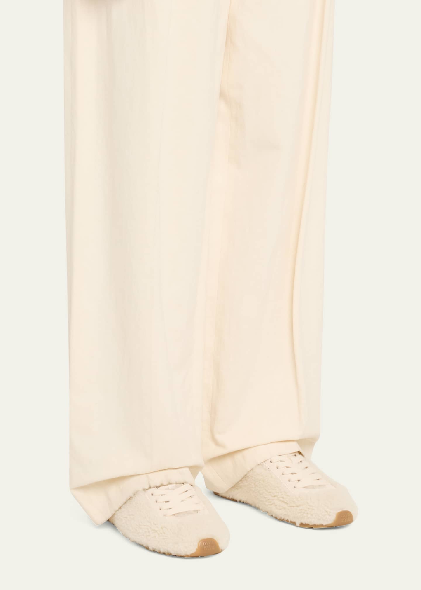 Miu Miu Shearling Low-Top Sneakers Image 2 of 6