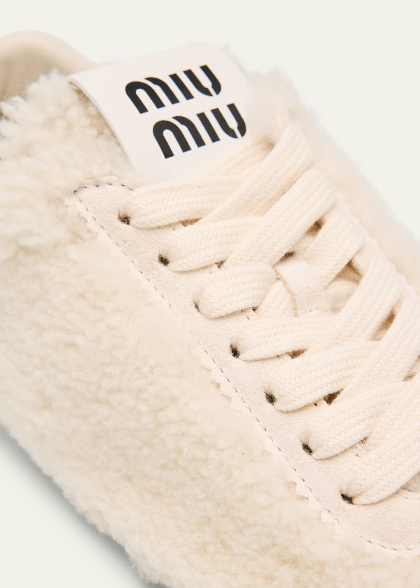 Miu Miu Shearling Low-Top Sneakers Image 5 of 6