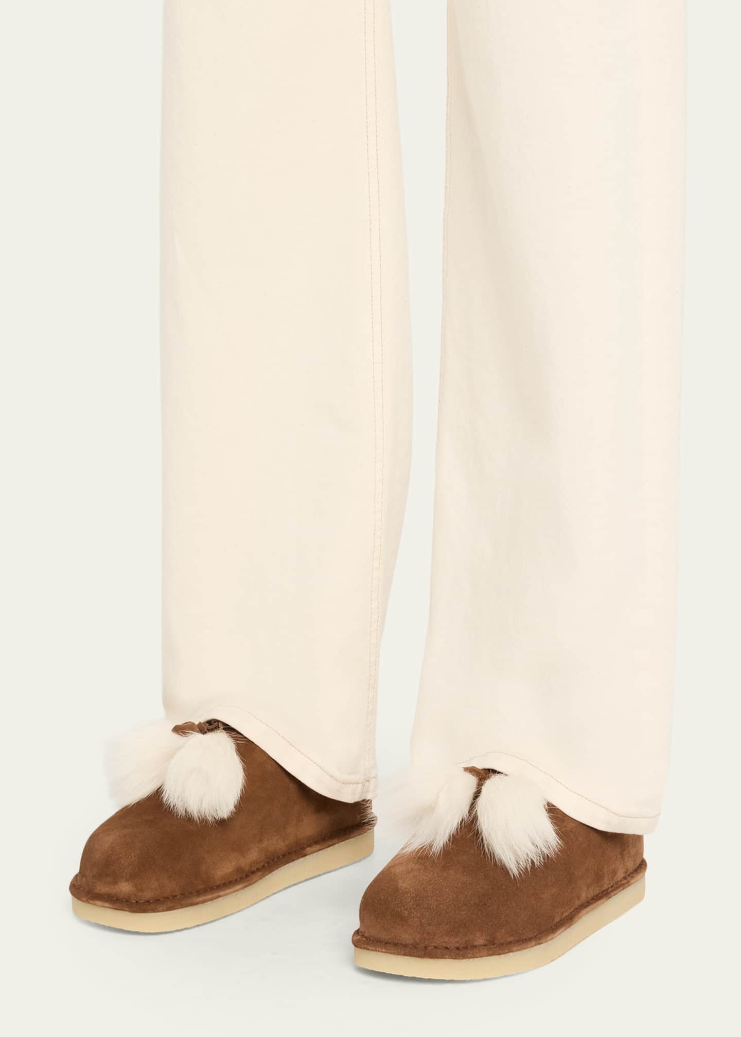 Miu Miu Suede Shearling-Lined Booties with Fur Tassels - Bergdorf