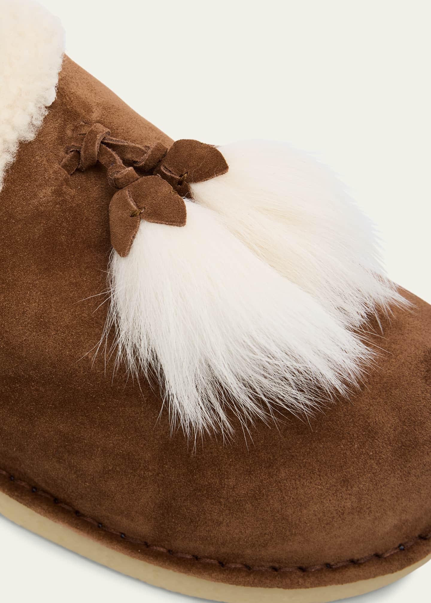 Miu Miu Suede Shearling-Lined Booties with Fur Tassels - Bergdorf