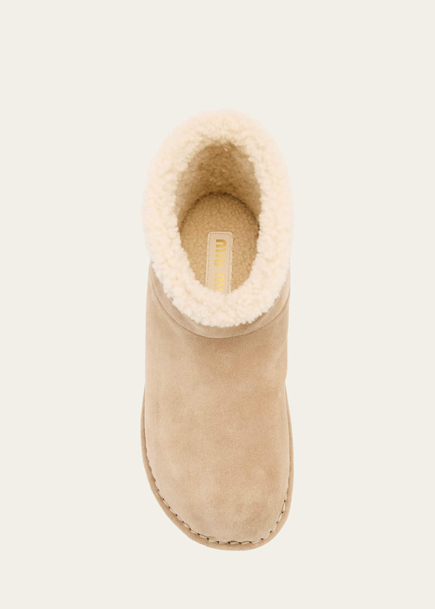 Miu Miu Suede Shearling-Lined Booties - Bergdorf Goodman