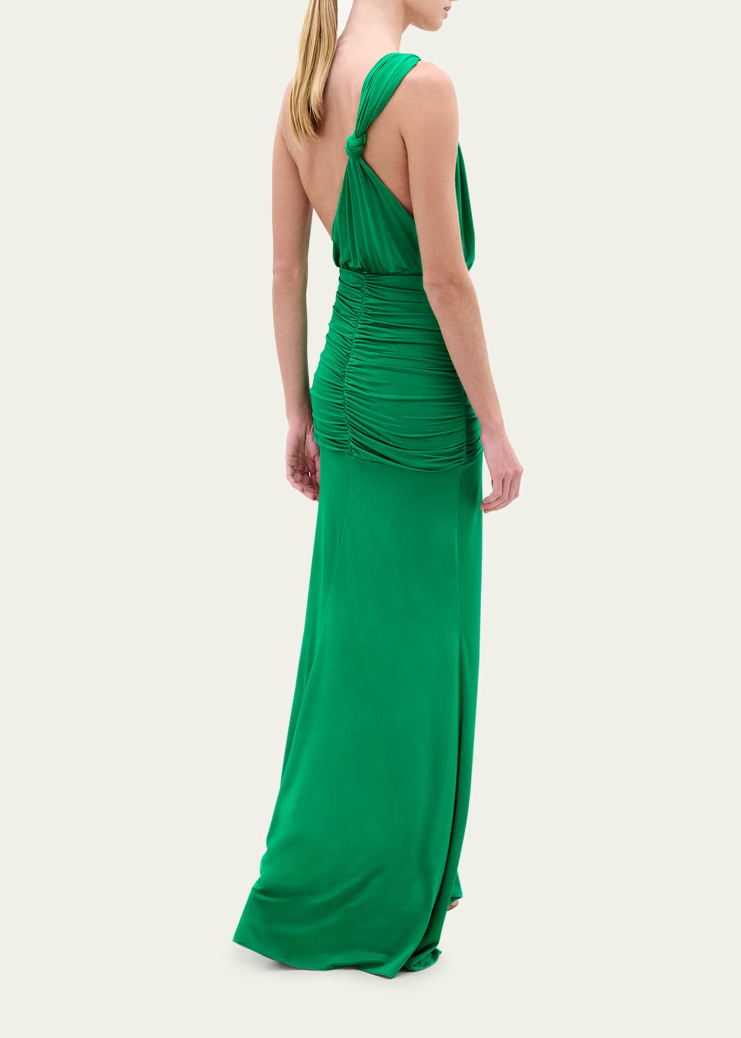 Silvia Tcherassi Antara One-Shoulder Knotted jersey Ruched Maxi Dress Image 3 of 3