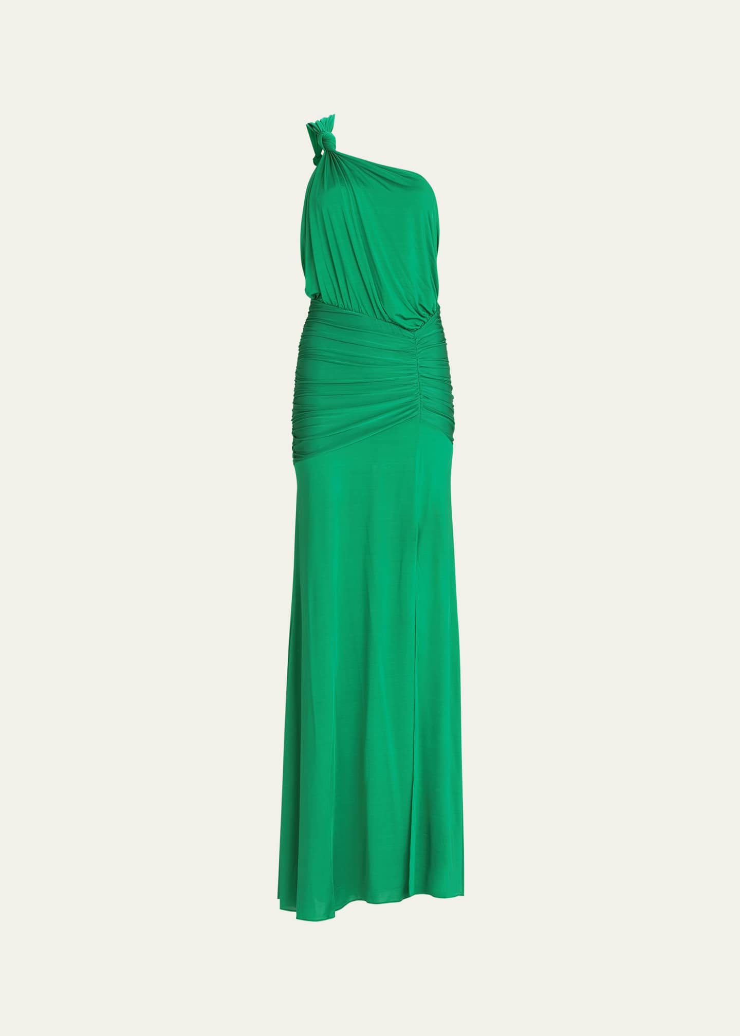 Silvia Tcherassi Antara One-Shoulder Knotted jersey Ruched Maxi Dress Image 1 of 3
