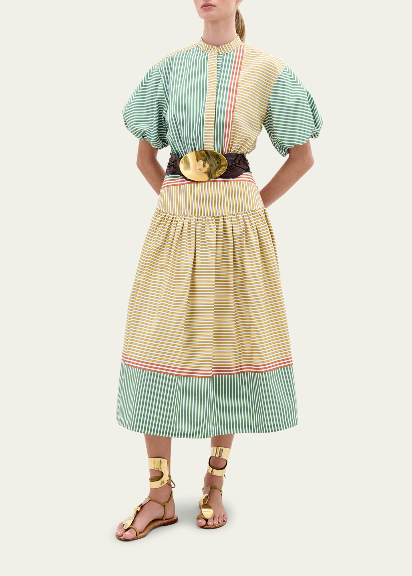 Silvia Tcherassi Jil Stripe Cotton Midi Shirt Dress Image 2 of 3