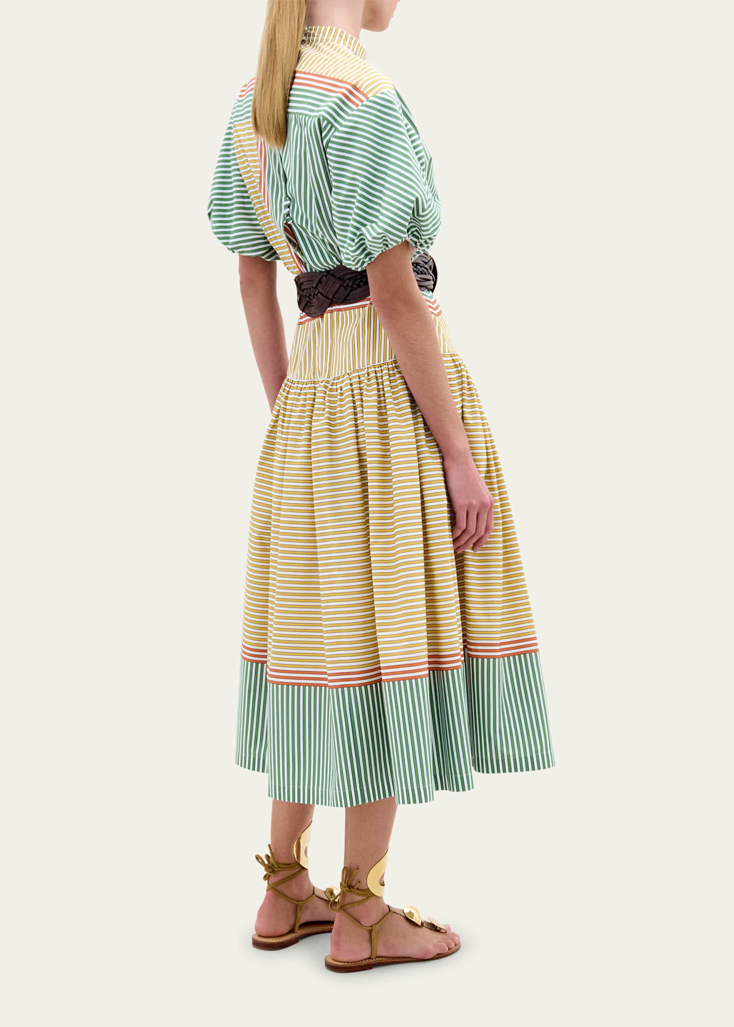 Silvia Tcherassi Jil Stripe Cotton Midi Shirt Dress Image 3 of 3