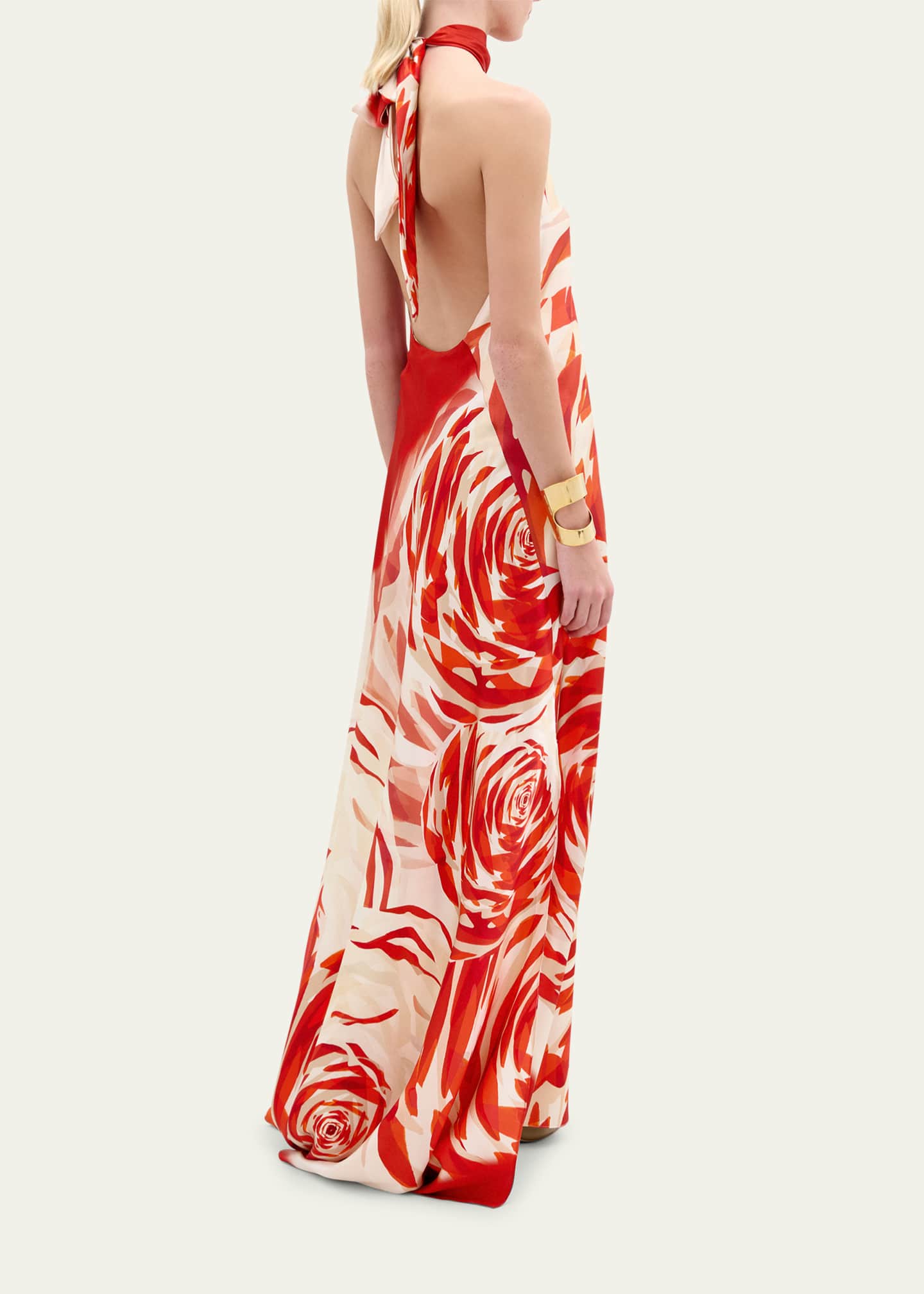 Silvia Tcherassi Sherry Abstract Halter Silk Maxi Dress Image 3 of 3
