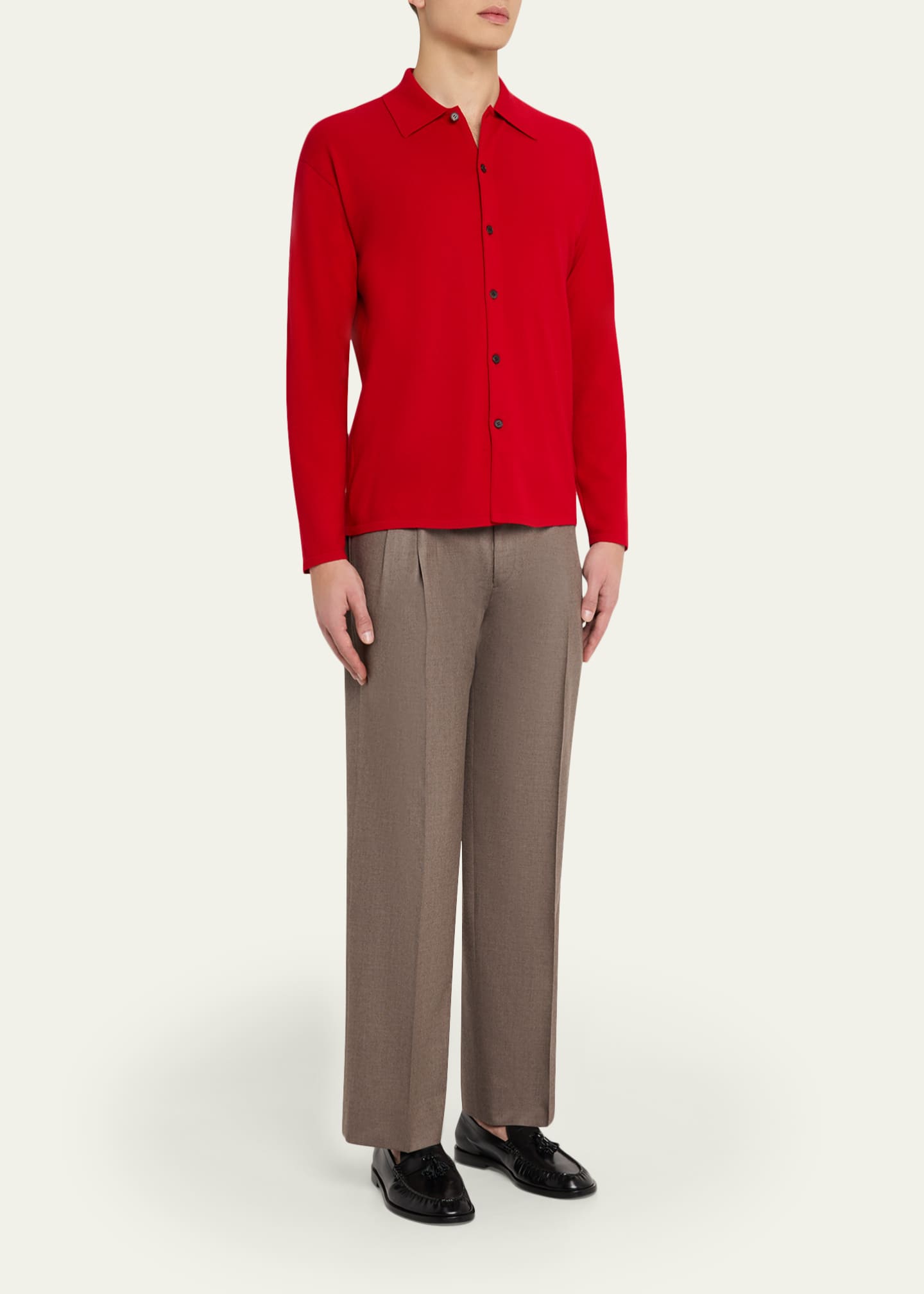 AURALEE Men's Wool Knit Shirt Cardigan - Bergdorf Goodman