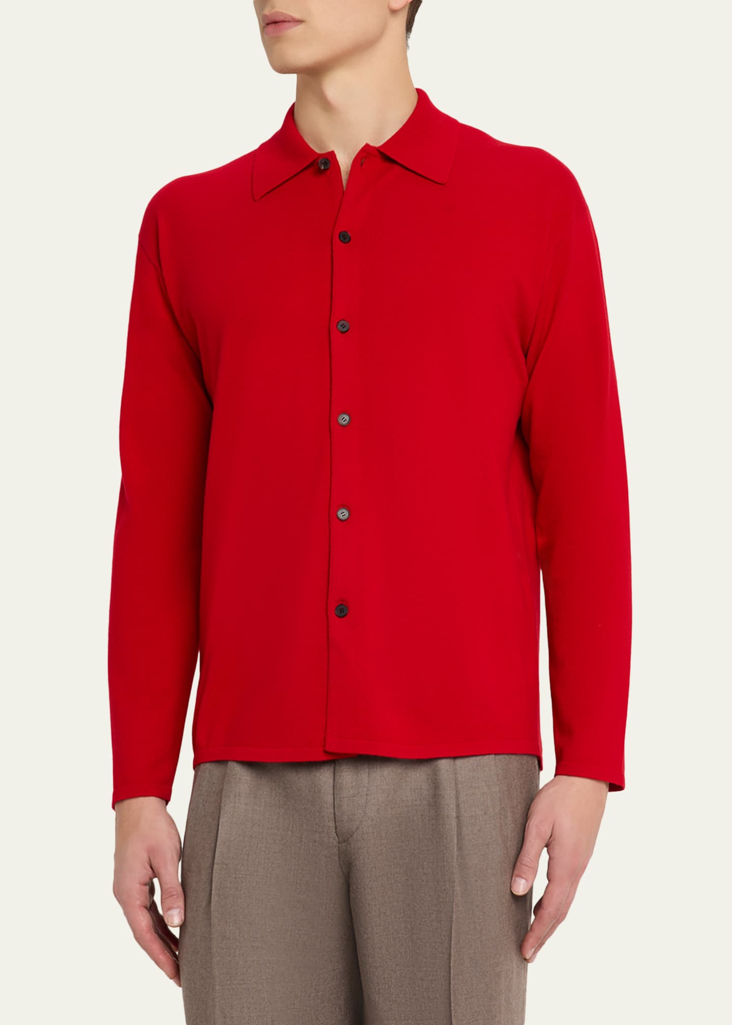 AURALEE Men's Wool Knit Shirt Cardigan - Bergdorf Goodman