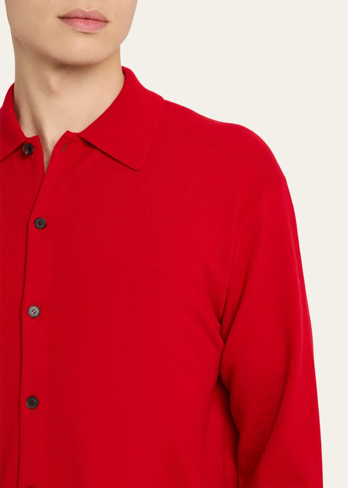 AURALEE Men's Wool Knit Shirt Cardigan - Bergdorf Goodman