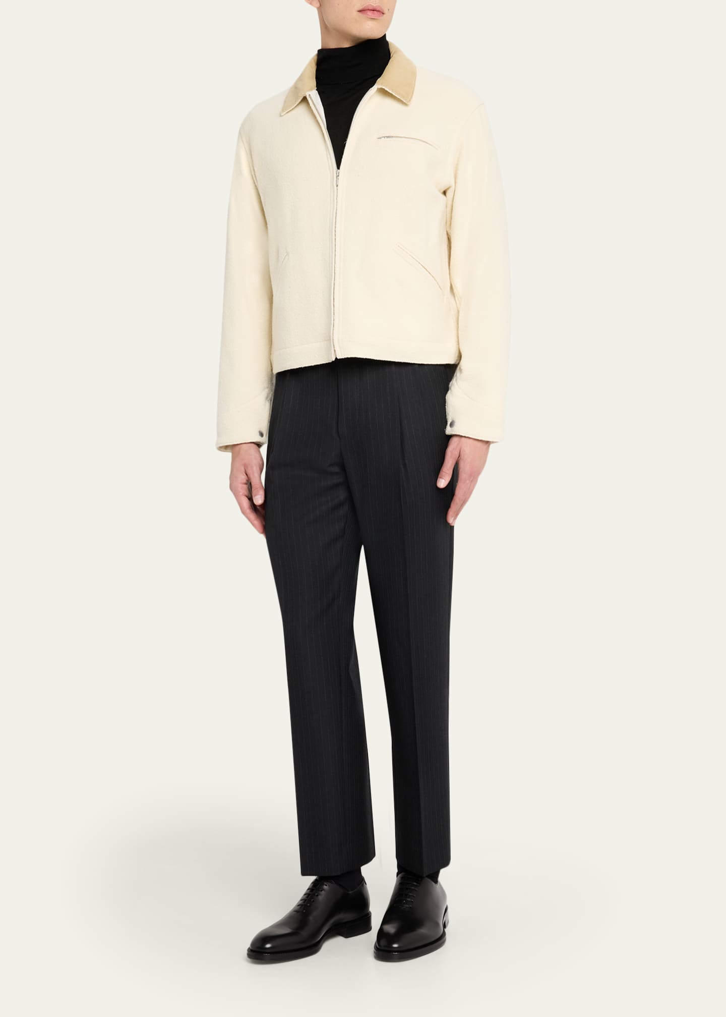 AURALEE Men's Blouson Tweed Zip Jacket - Bergdorf Goodman