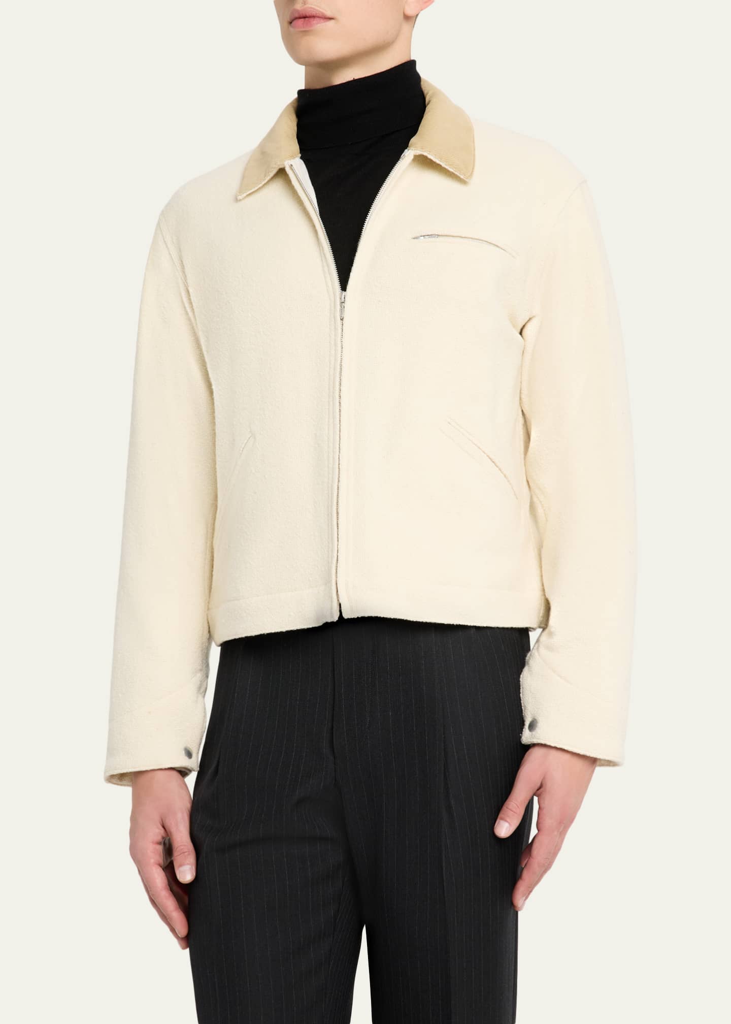 AURALEE Men's Blouson Tweed Zip Jacket - Bergdorf Goodman