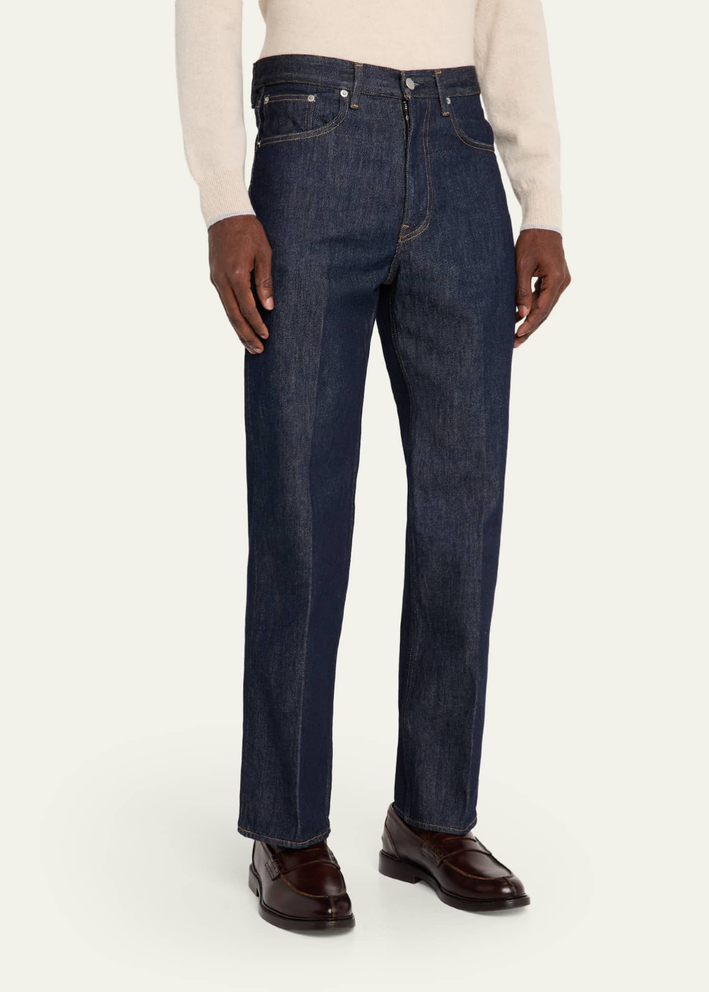 最終価格AURALEE WASHED HARD TWIST DENIM AURALEE Men's Indigo Wash Hard-Twist Denim Jeans - Bergdorf Goodman