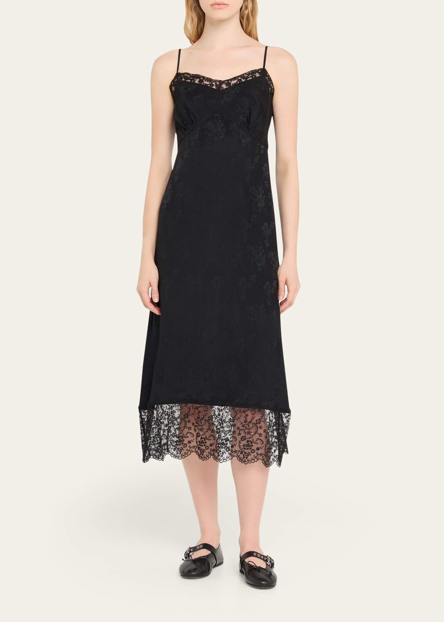 Simone Rocha Floral Lace-Trim Slip Dress Image 2 of 5