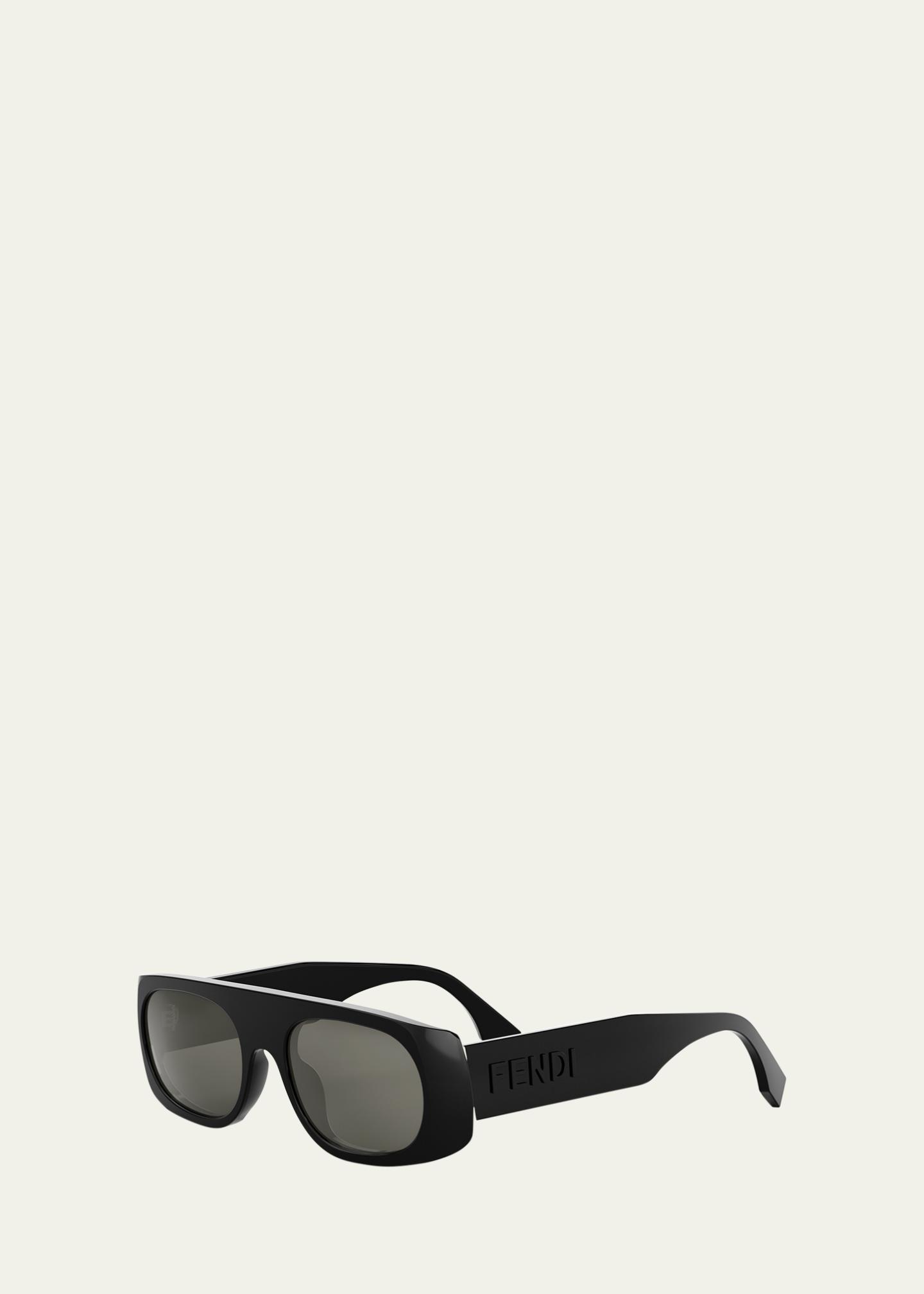 Fendi Men's Signature Acetate and Nylon Rectangle Sunglasses
