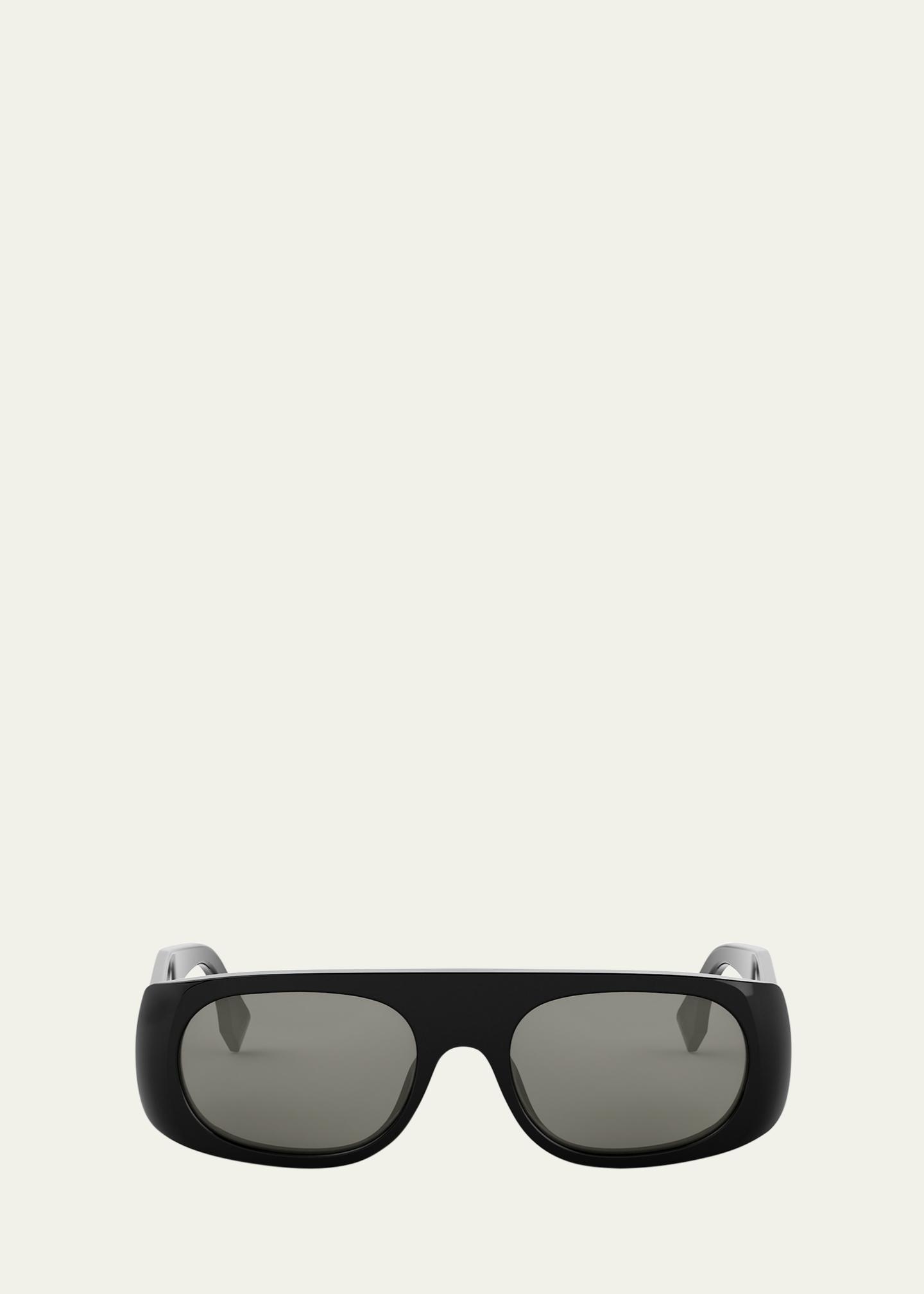 Fendi Men's Signature Acetate and Nylon Rectangle Sunglasses