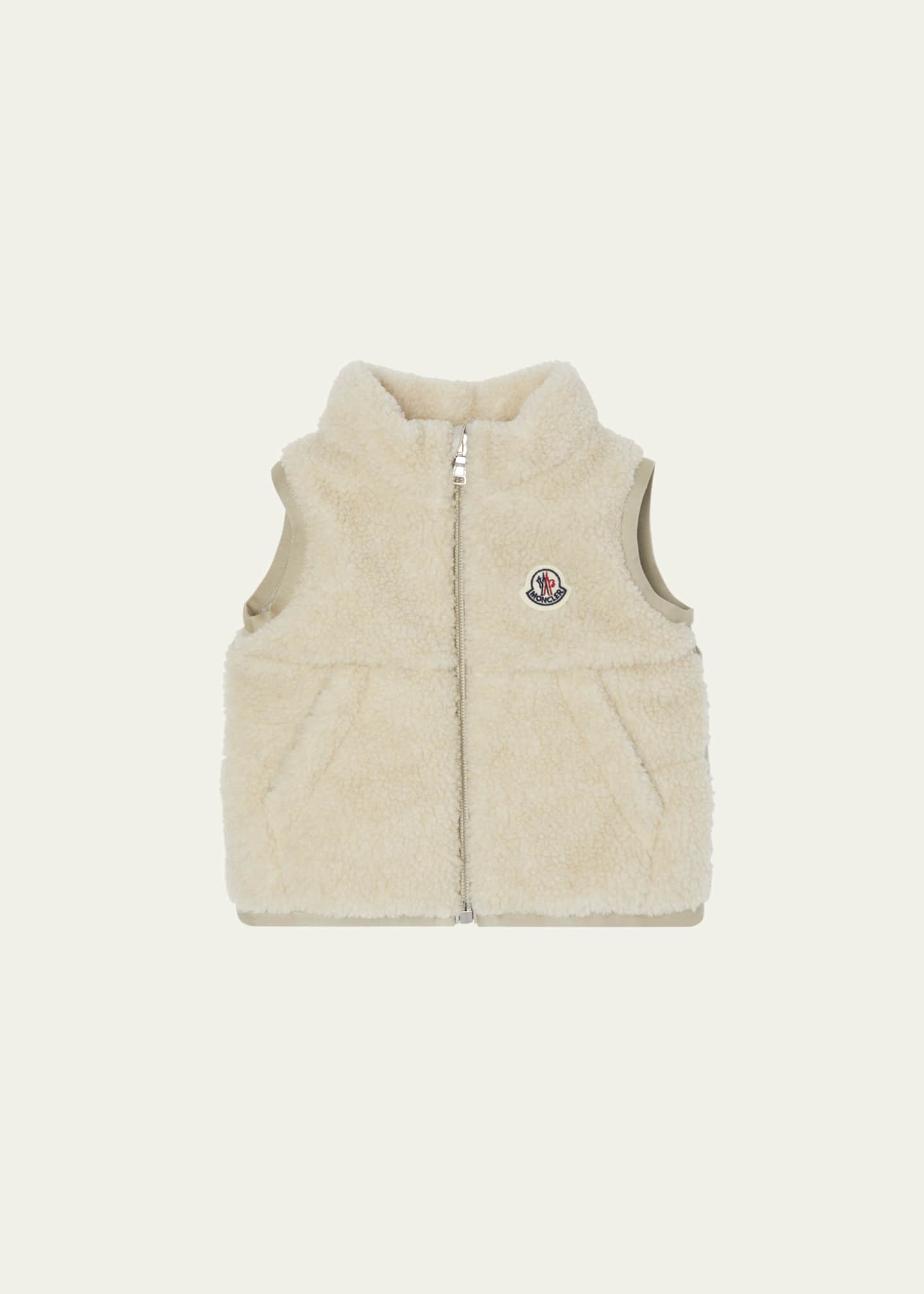 MONCLER アイボリーべーダウンベスト Moncler Boy's Ernst Sherpa Down Vest, Size 1M-3 - Bergdorf Goodman