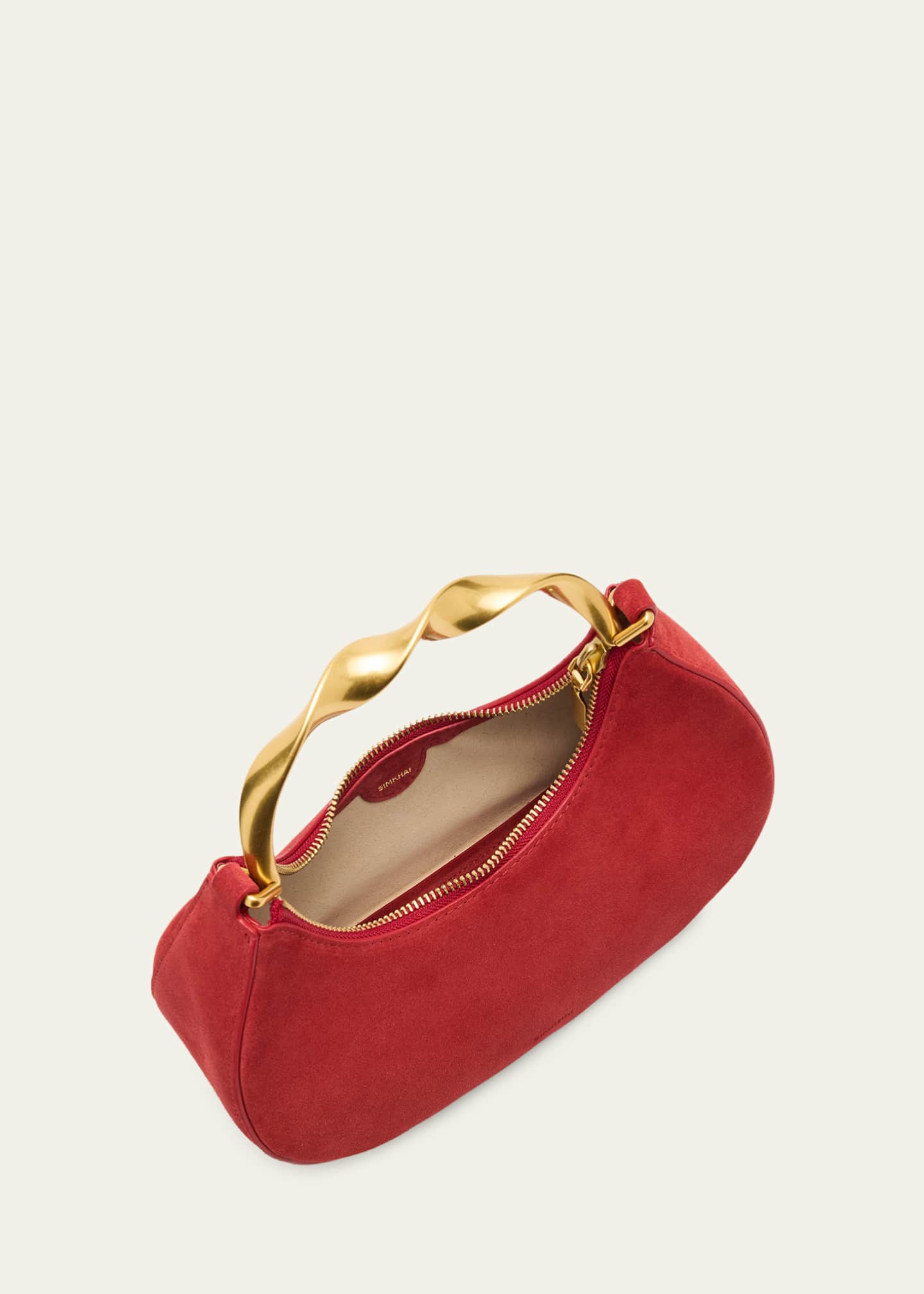 SIMKHAI Nixi Suede Twist Top-Handle Bag Image 4 of 6