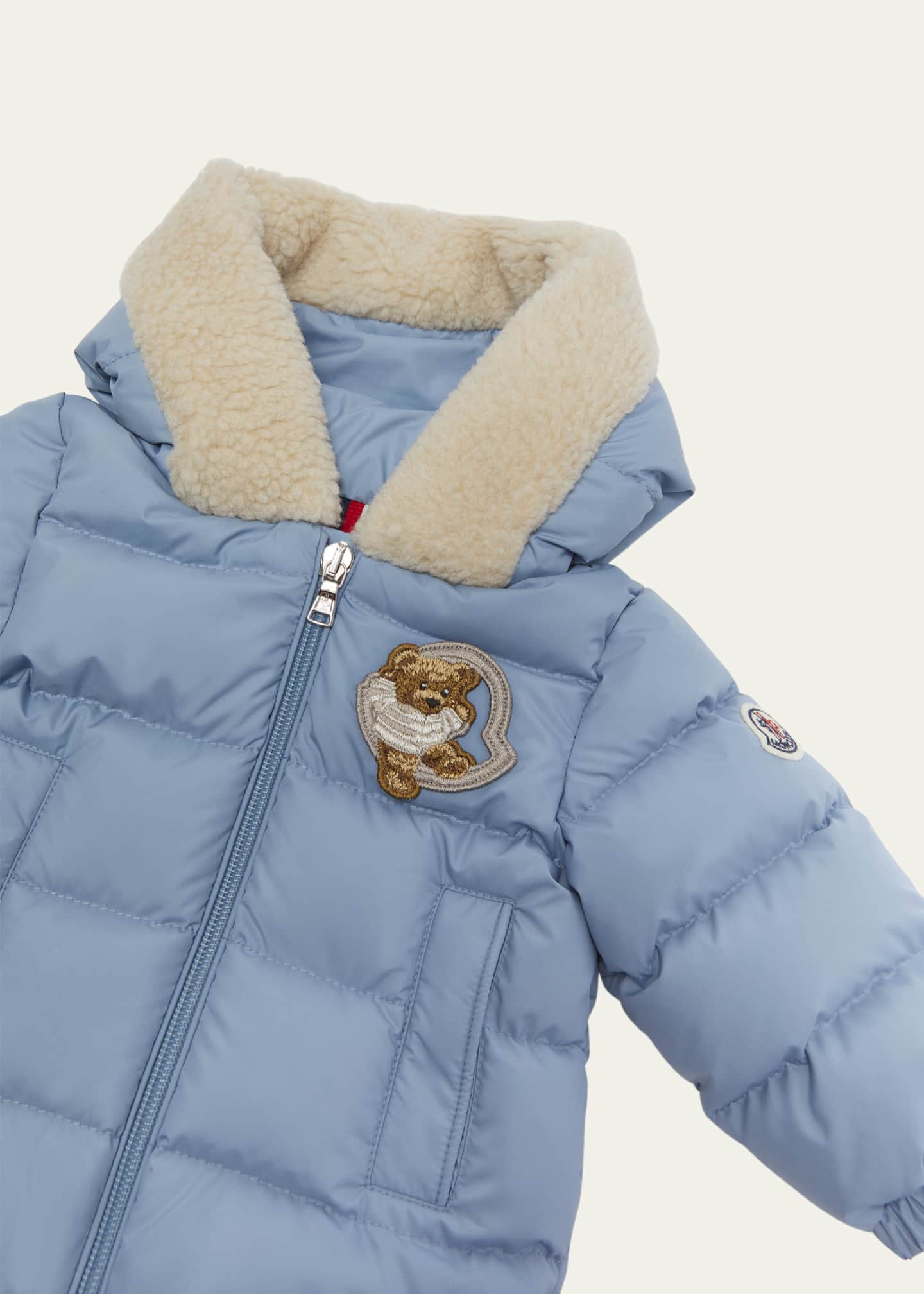 Moncler Boy's Kesimur Logo Embroidery Hooded Down Jacket, Size 3M