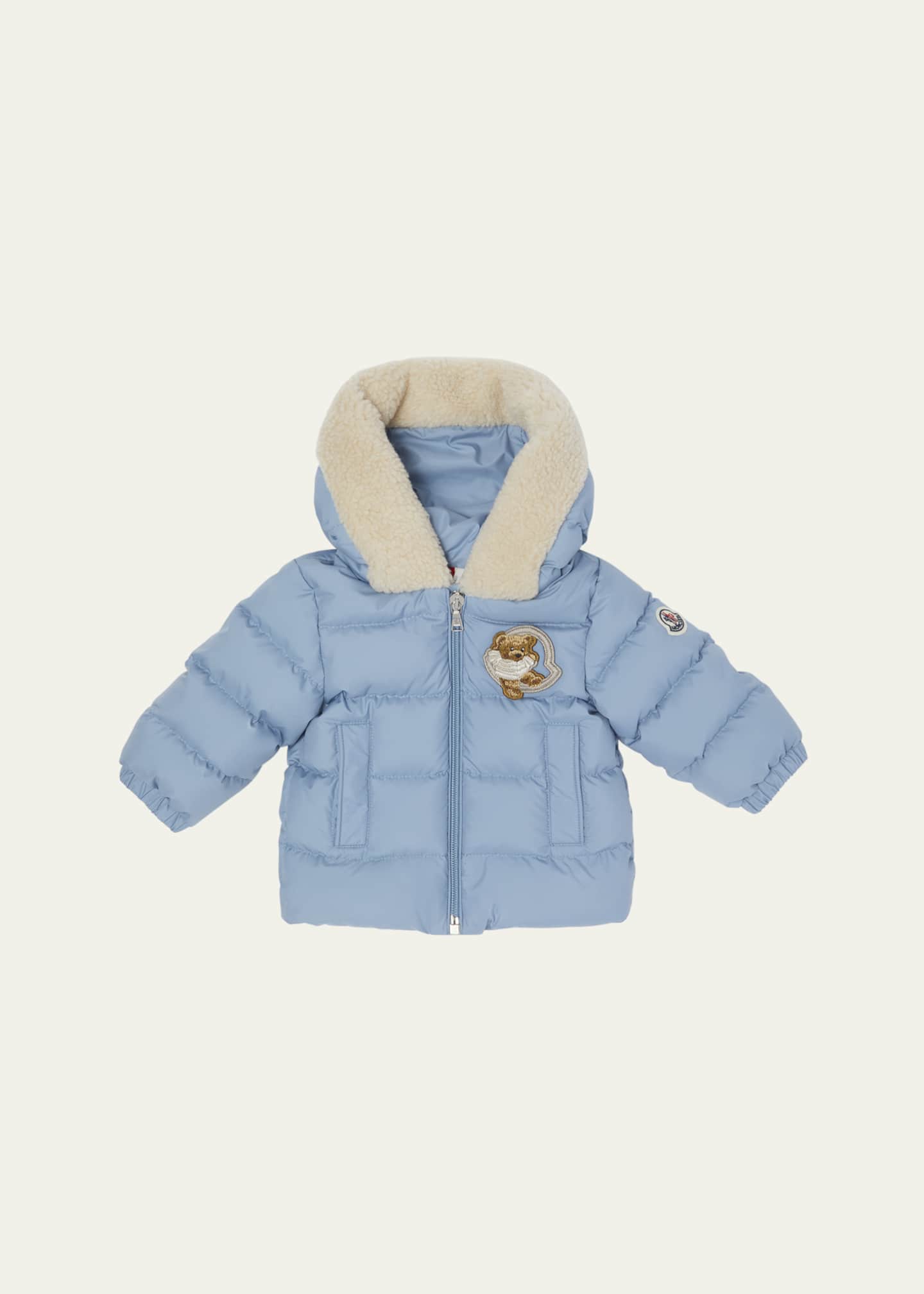 Moncler Boy's Kesimur Logo Embroidery Hooded Down Jacket, Size 3M