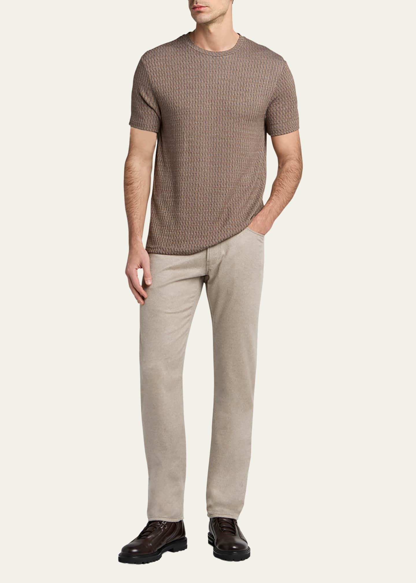 Giorgio Armani Men's Box-Jacquard Viscose Stretch Crewneck T-Shirt
