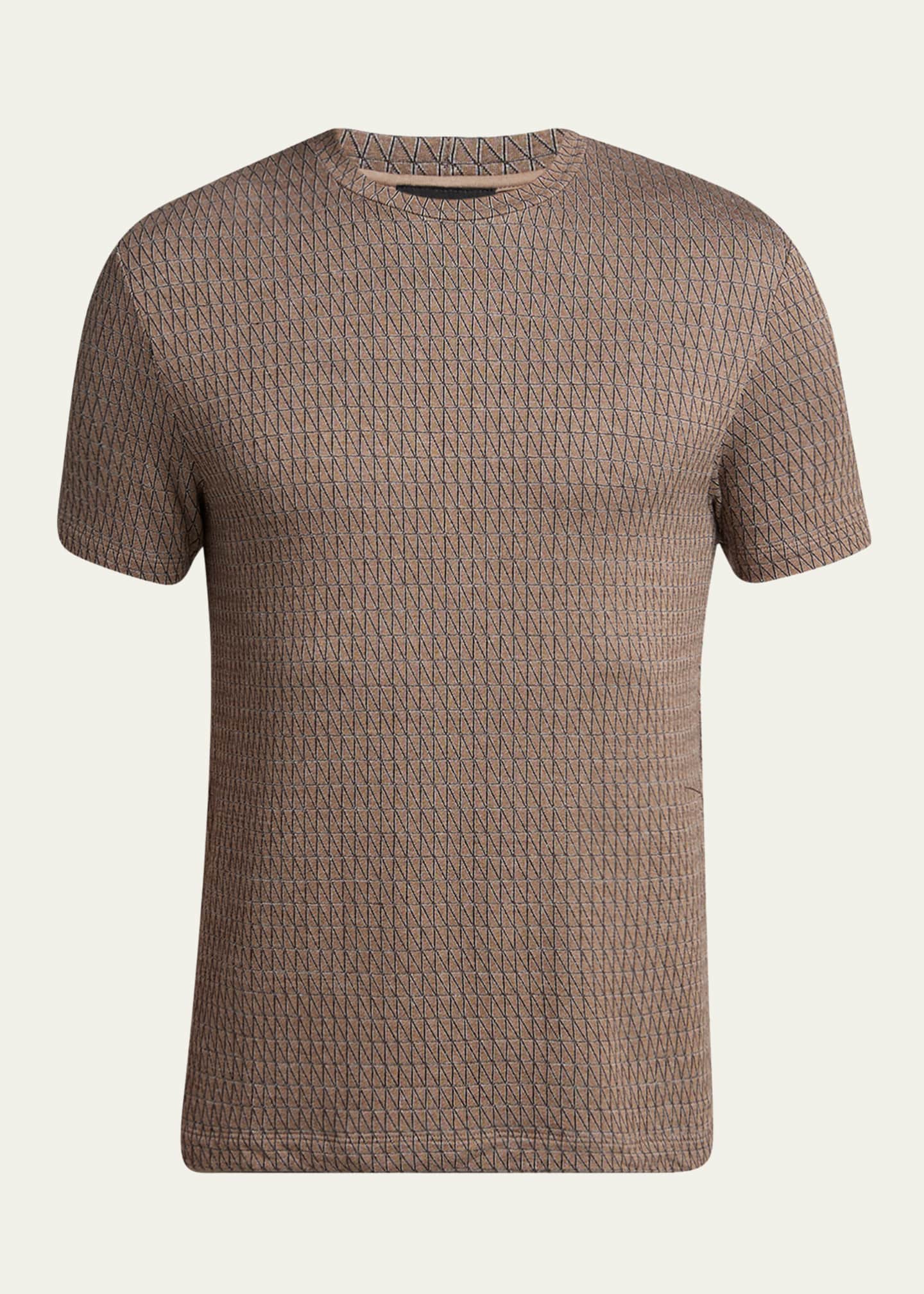 Giorgio Armani Men's Box-Jacquard Viscose Stretch Crewneck T-Shirt