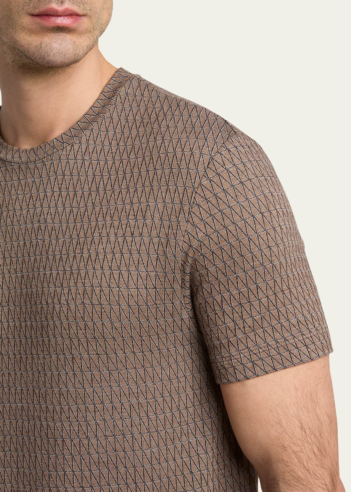 Giorgio Armani Men's Box-Jacquard Viscose Stretch Crewneck T-Shirt