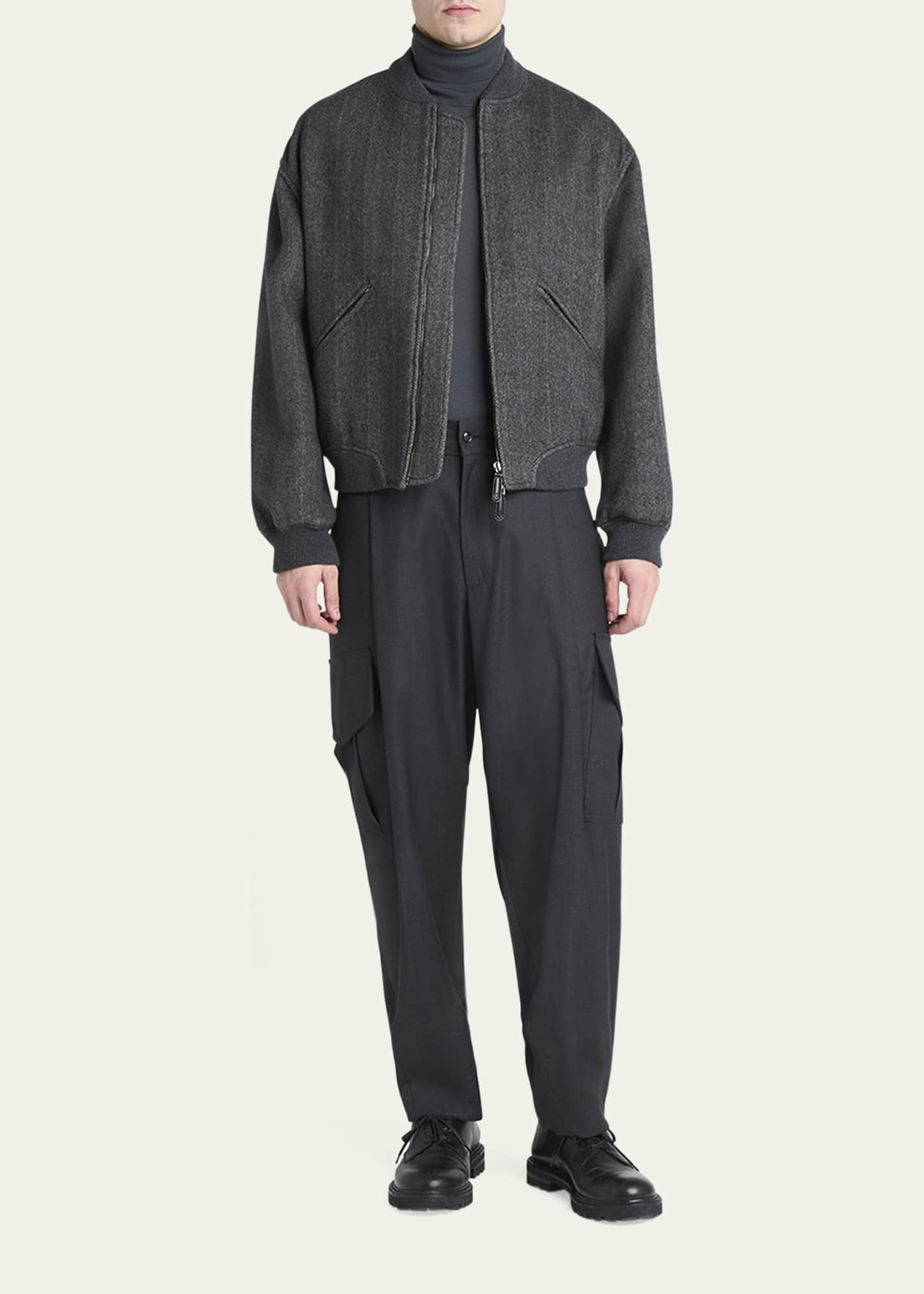 Giorgio Armani Men's Herringbone Cashmere and Wool Bomber Jacket