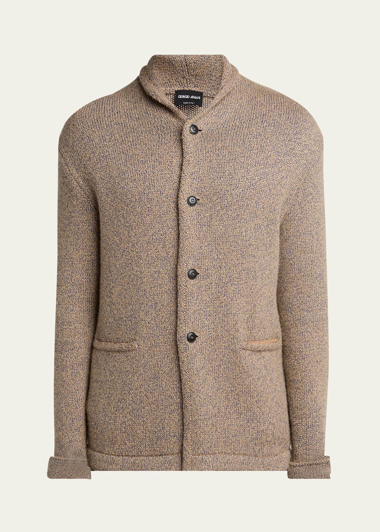 Giorgio Armani Men's Melange Cashmere Cotton Shawl Cardigan