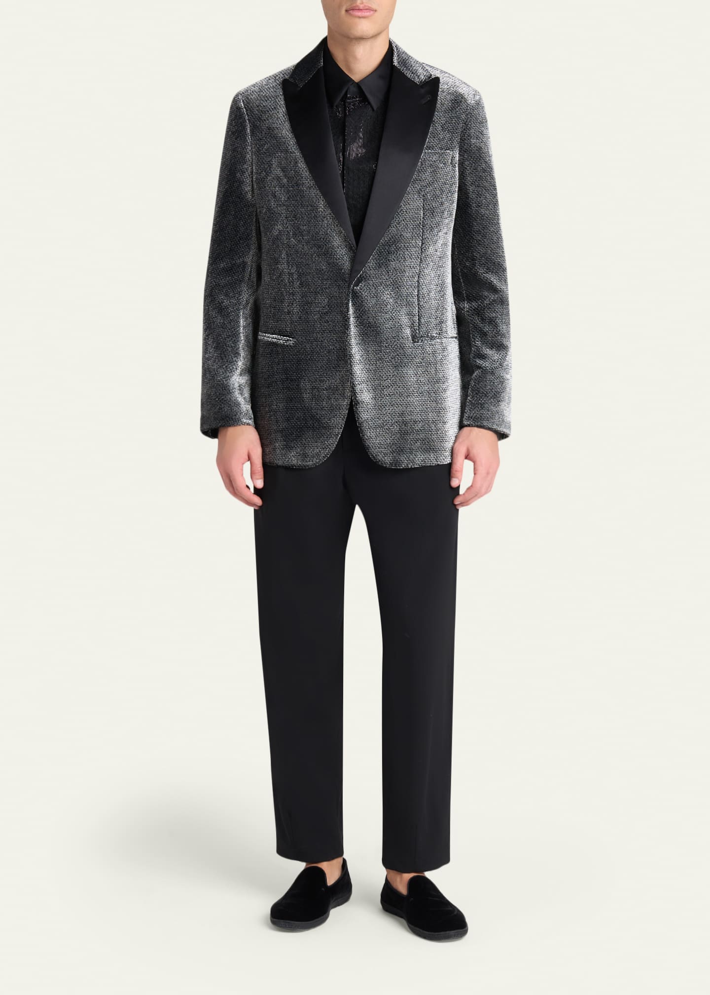 Giorgio Armani Men's Velvet-Effect Peak Lapel Dinner Jacket