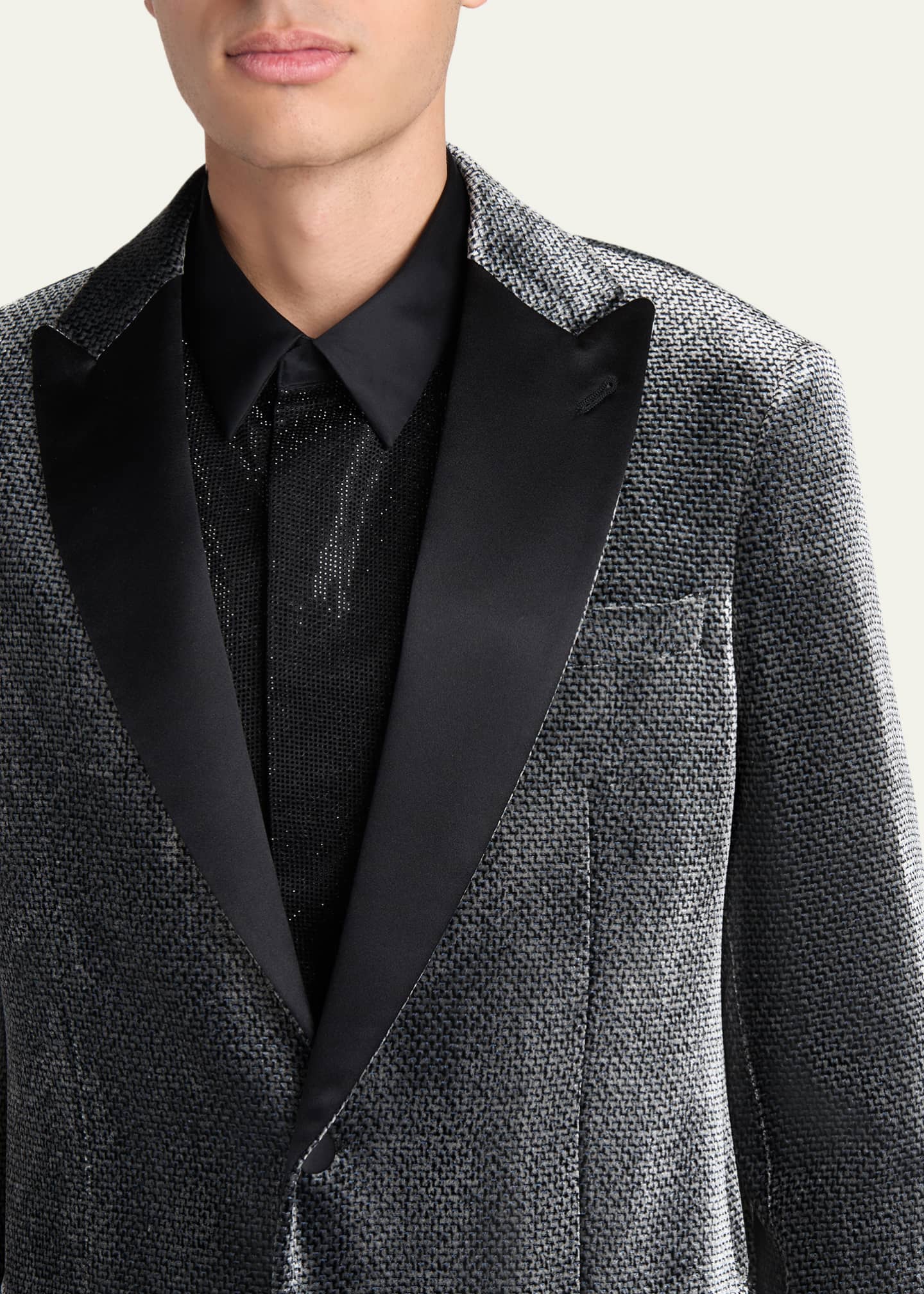 Giorgio Armani Men's Velvet-Effect Peak Lapel Dinner Jacket