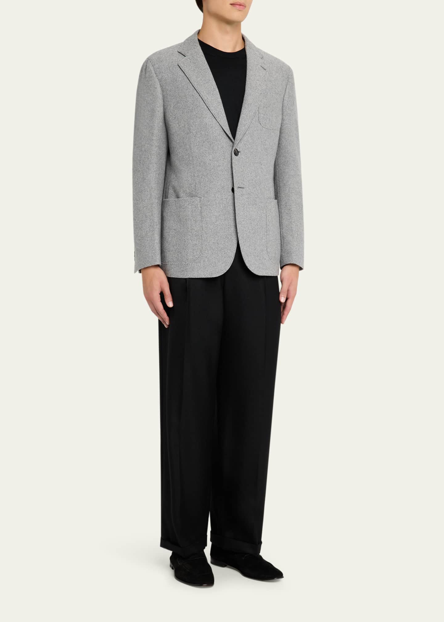Giorgio Armani グレー ブレザー サイズ50 Giorgio Armani Men's Birdseye Cashmere Single-Breasted Blazer