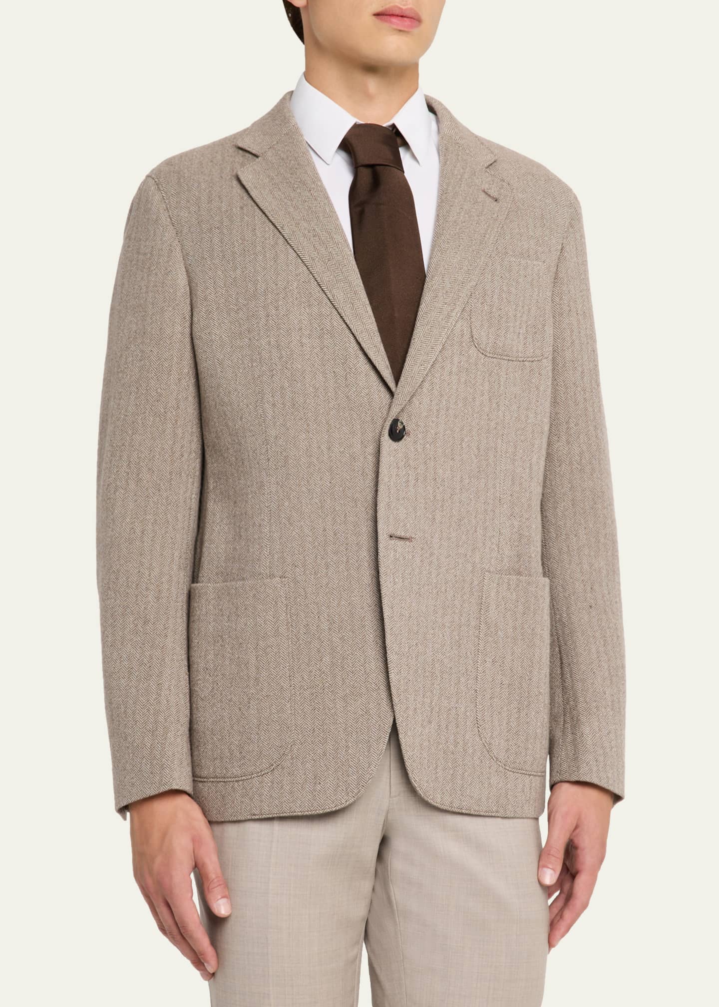 Giorgio Armani Men's Herringbone Cashmere and Wool Sport Coat