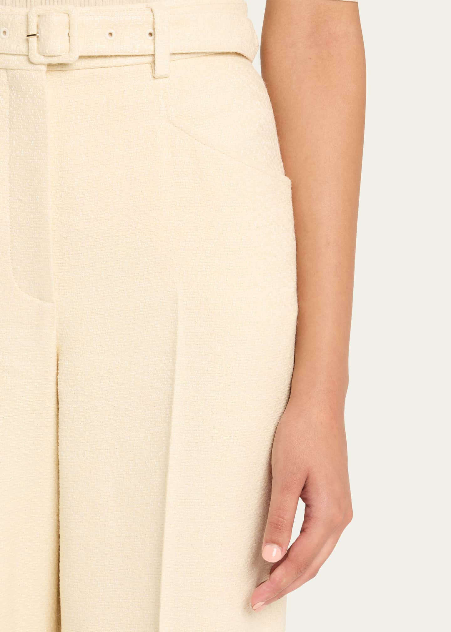 Gabriela Hearst Norman Textured Silk Straight-Leg Pants With Belt Image 5 of 5