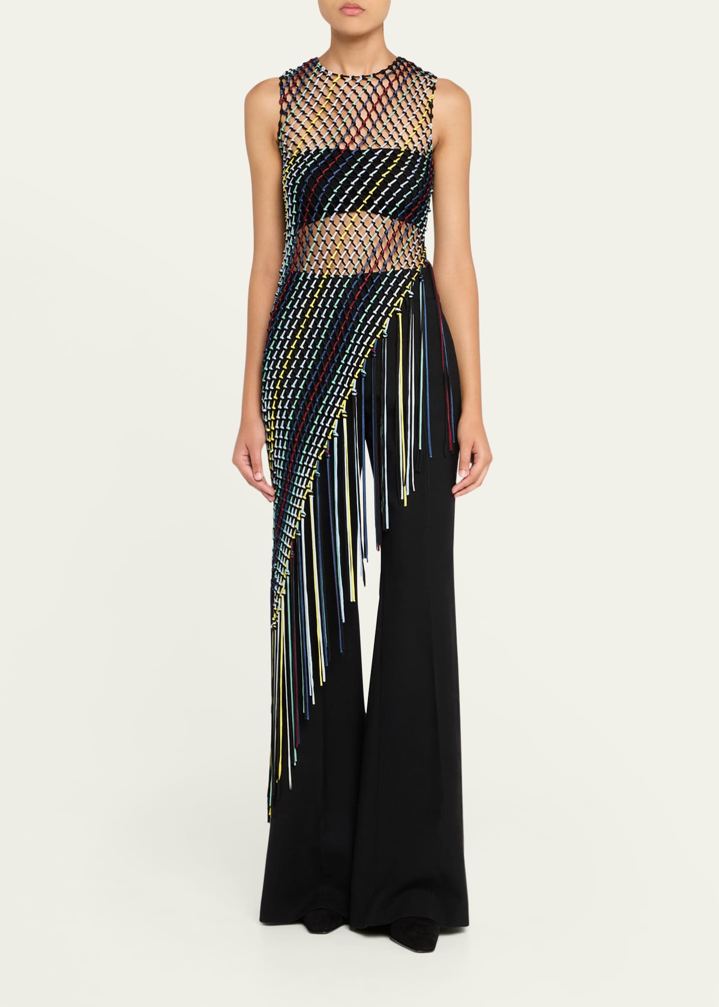Gabriela Hearst Niamh Fishnet Asymmetric Fringe Tunic Image 2 of 5