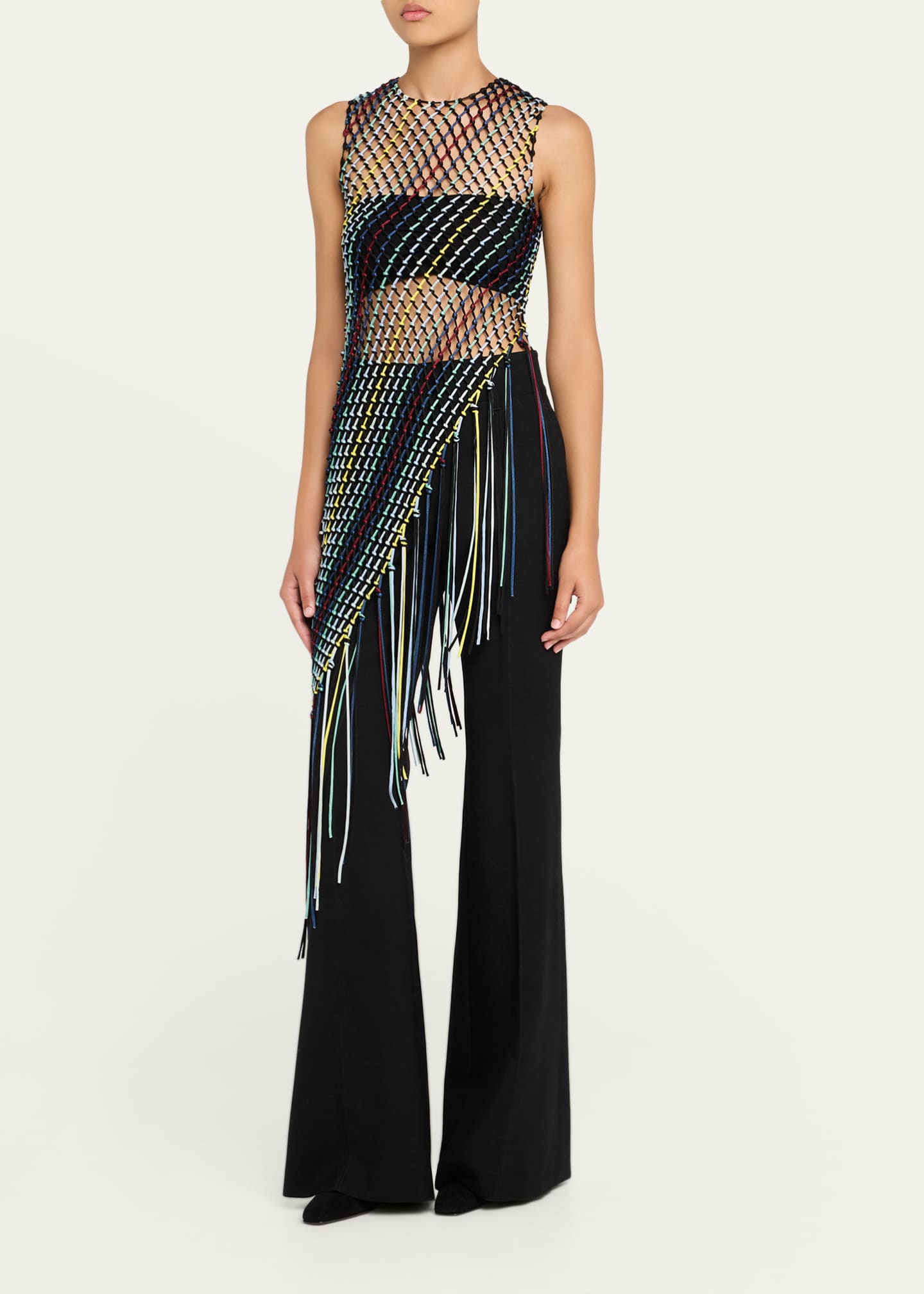 Gabriela Hearst Niamh Fishnet Asymmetric Fringe Tunic Image 4 of 5
