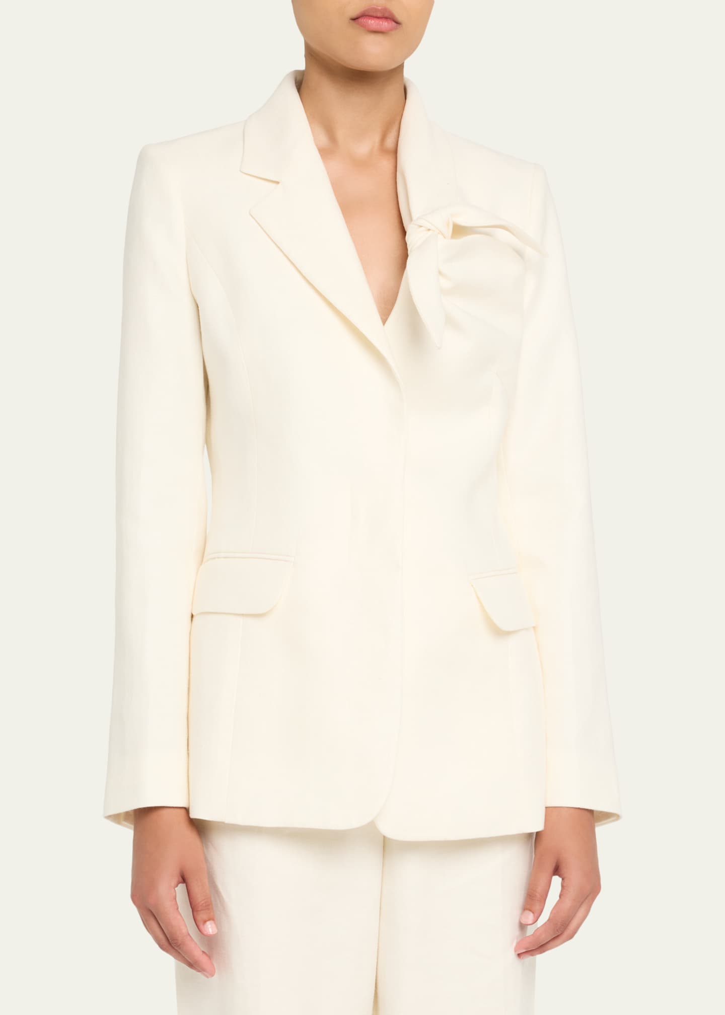 Gabriela Hearst Oslo Knot Single-Breasted Linen Blazer Image 4 of 5