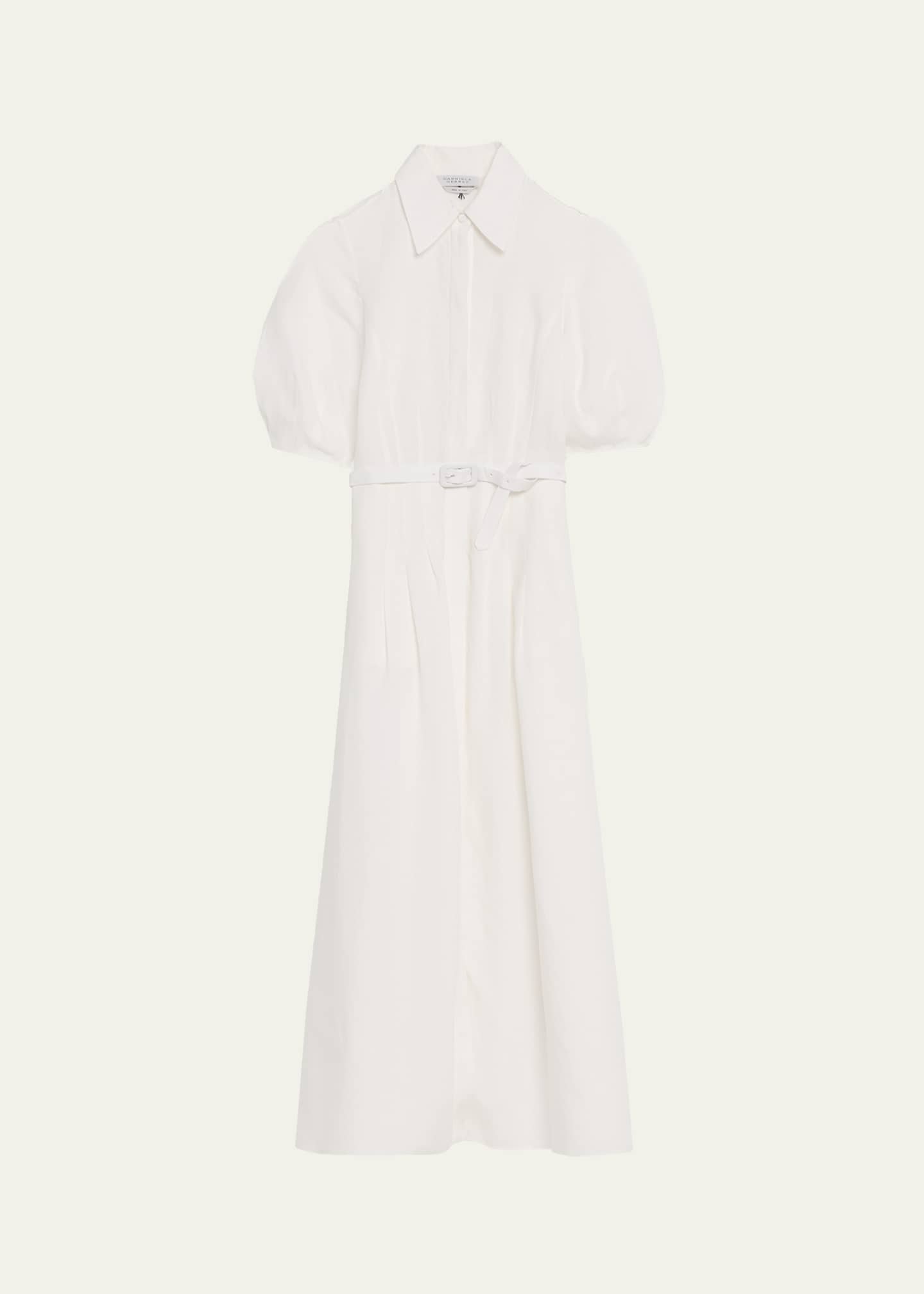 Gabriela Hearst Maude Linen Puff-Sleeve Belted Midi Shirtdress - Bergdorf  Goodman