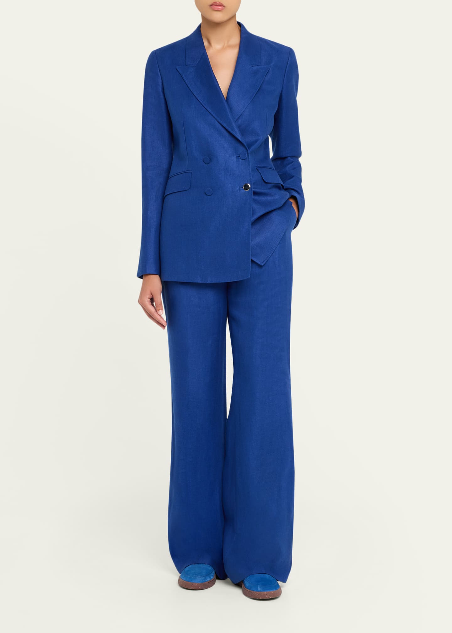 Gabriela Hearst Angela Linen Double-Breasted Blazer Image 2 of 5